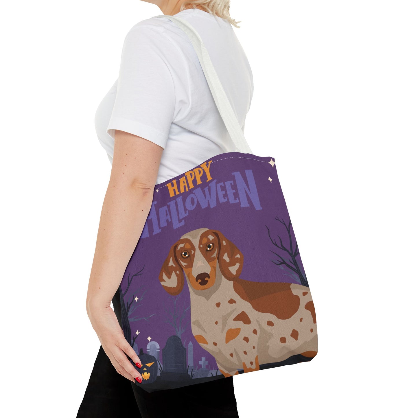 Dachshund Dog Happy Halloween Tote Bag 16x16