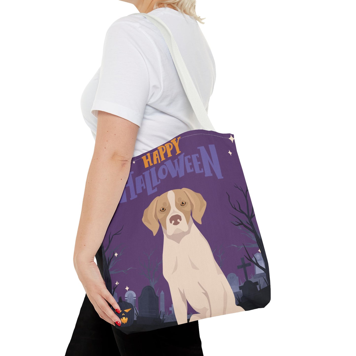 Pointer Dog Happy Halloween Tote Bag 16x16