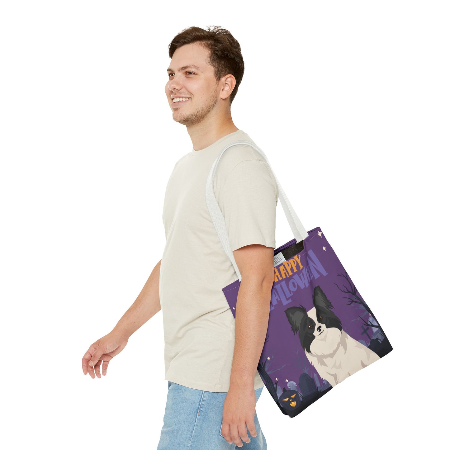 Papillon Dog Happy Halloween Tote Bag 16x16