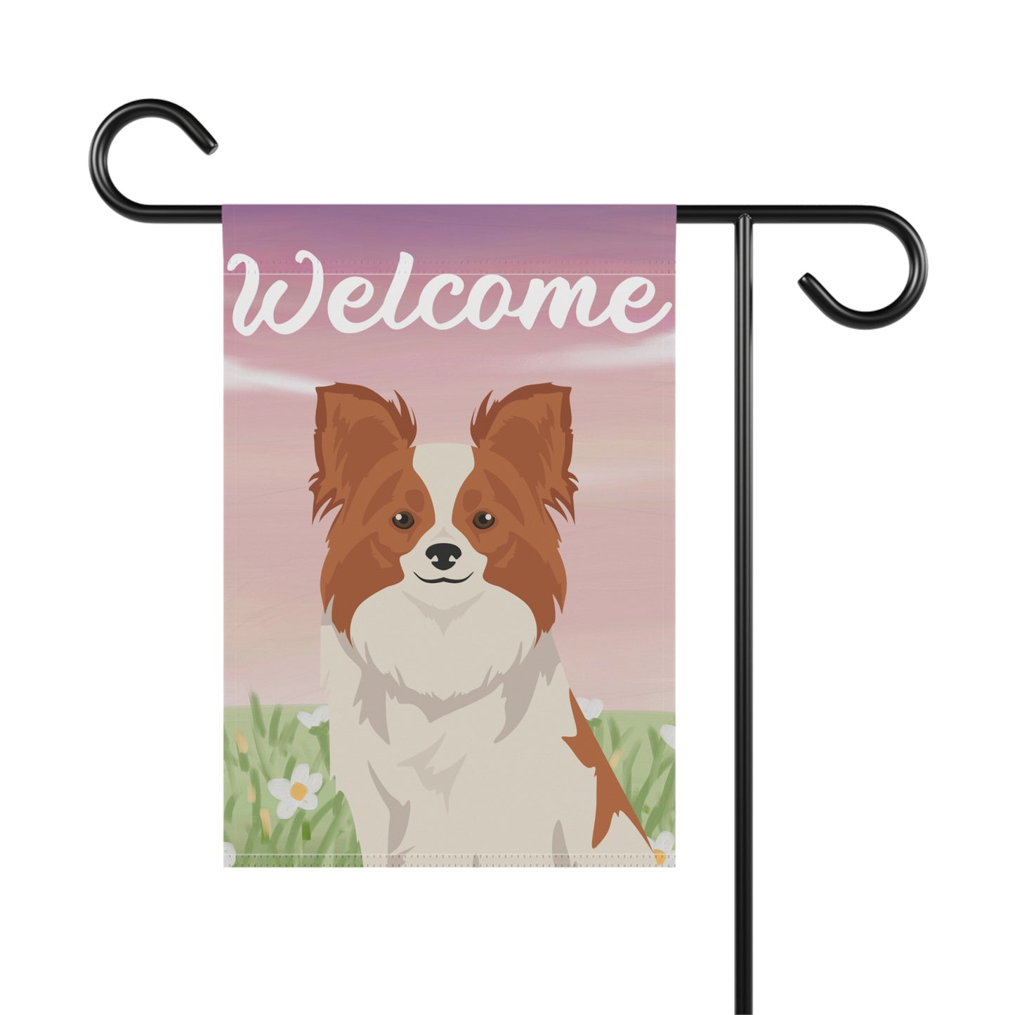 Papillon Dog Welcome Garden Flag