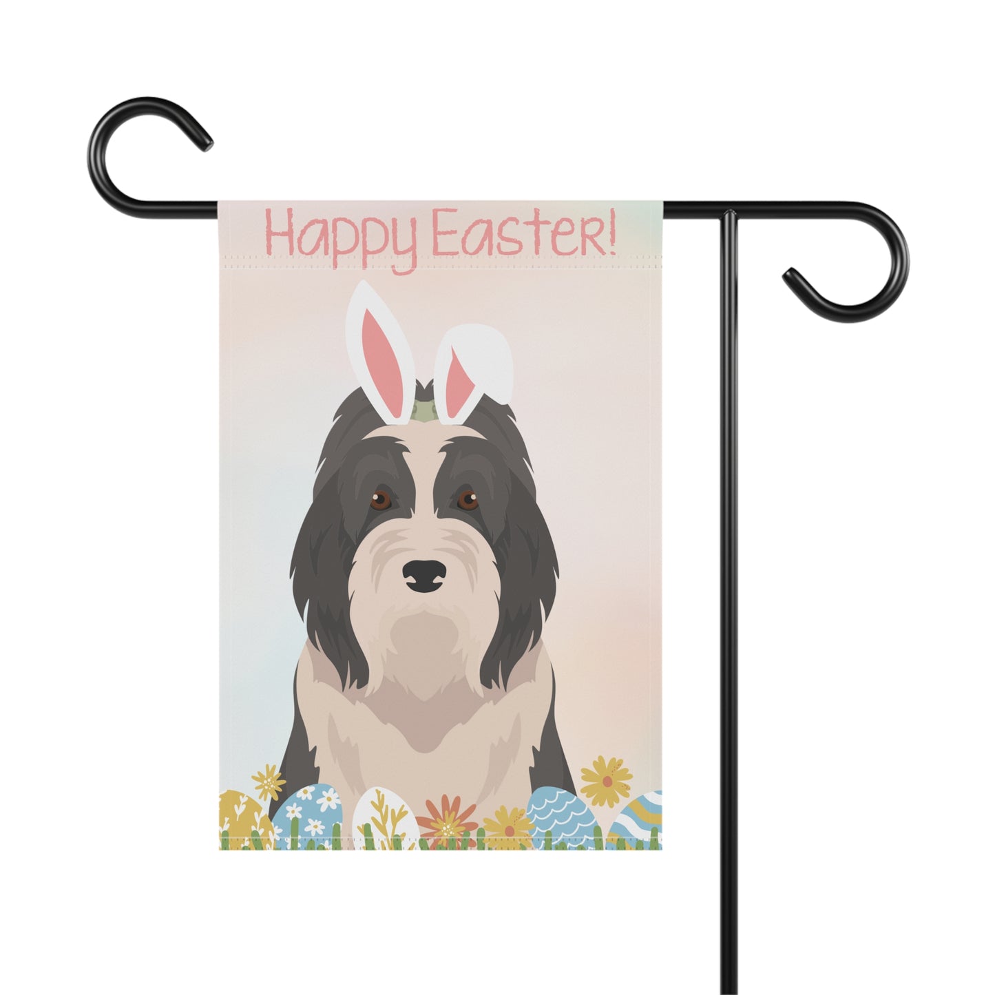 Bearded Collie Dog Happy Easter Garden Flag