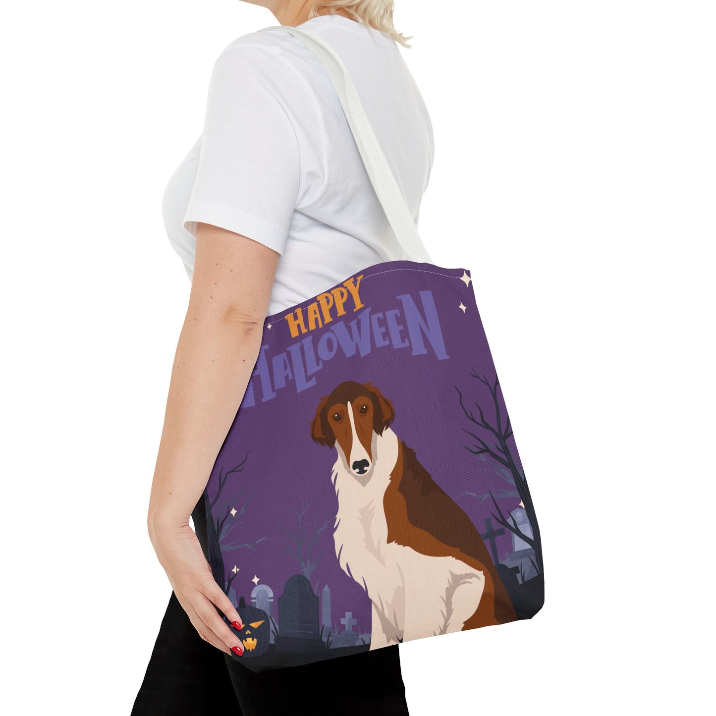 Borzoi Dog Happy Halloween Tote Bag 16x16