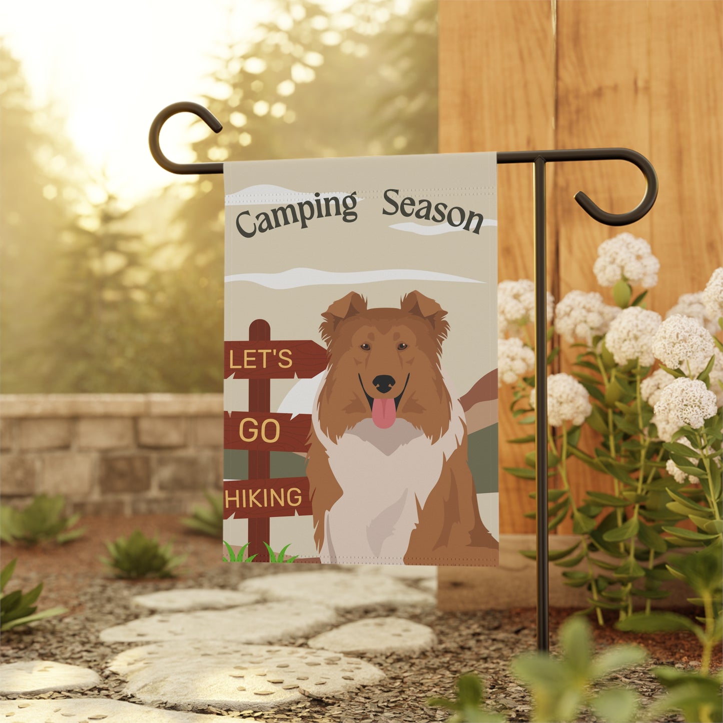 Collie Dog Camping Garden Flag