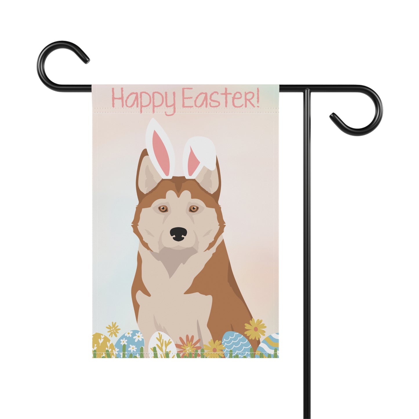 Alaskan Husky Dog Happy Easter Garden Flag