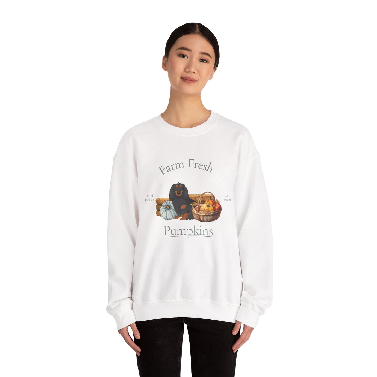 Dachshund Dog Fall Farm Fresh Unisex Heavy Blend Crewneck Sweatshirt