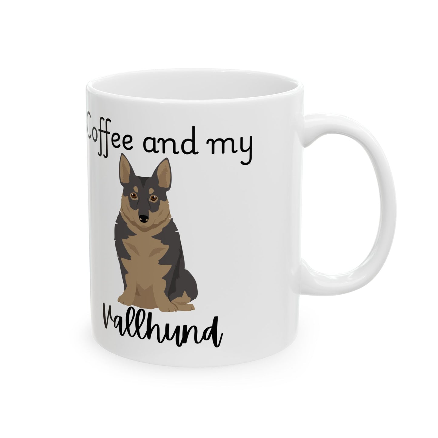 Coffee and My Vallhund Ceramic Mug | Dog Lover Gift, Pet Owner Cup, Cute Mug for Dog Moms, Funny Mug for Coffee Lovers