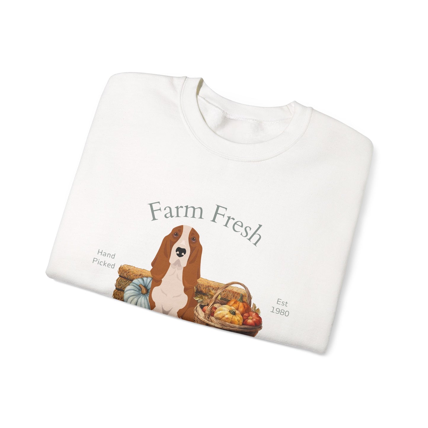 Basset Hound Dog Fall Farm Fresh Unisex Heavy Blend Crewneck Sweatshirt
