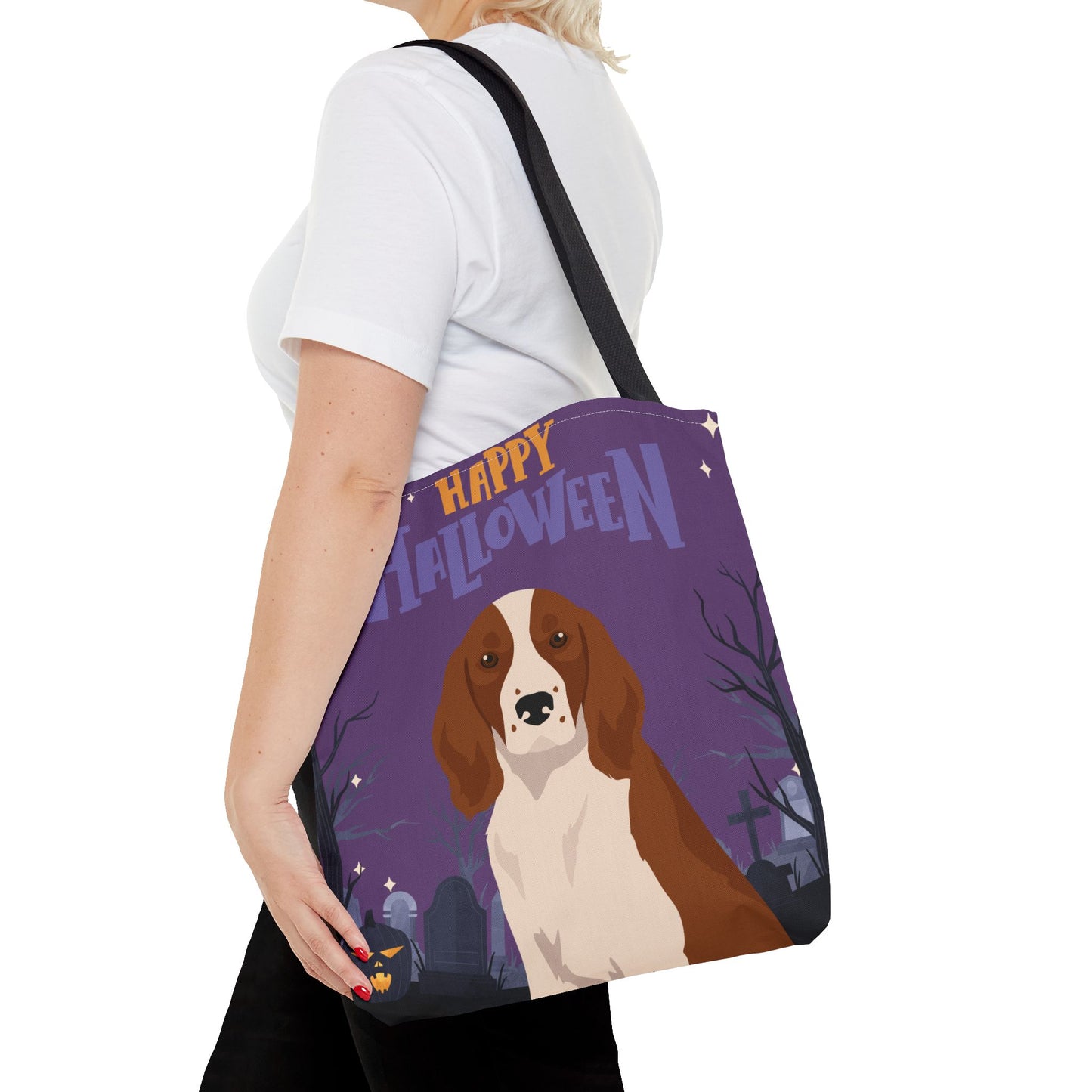 Welsh Springer Spaniel Dog Happy Halloween Tote Bag 16x16
