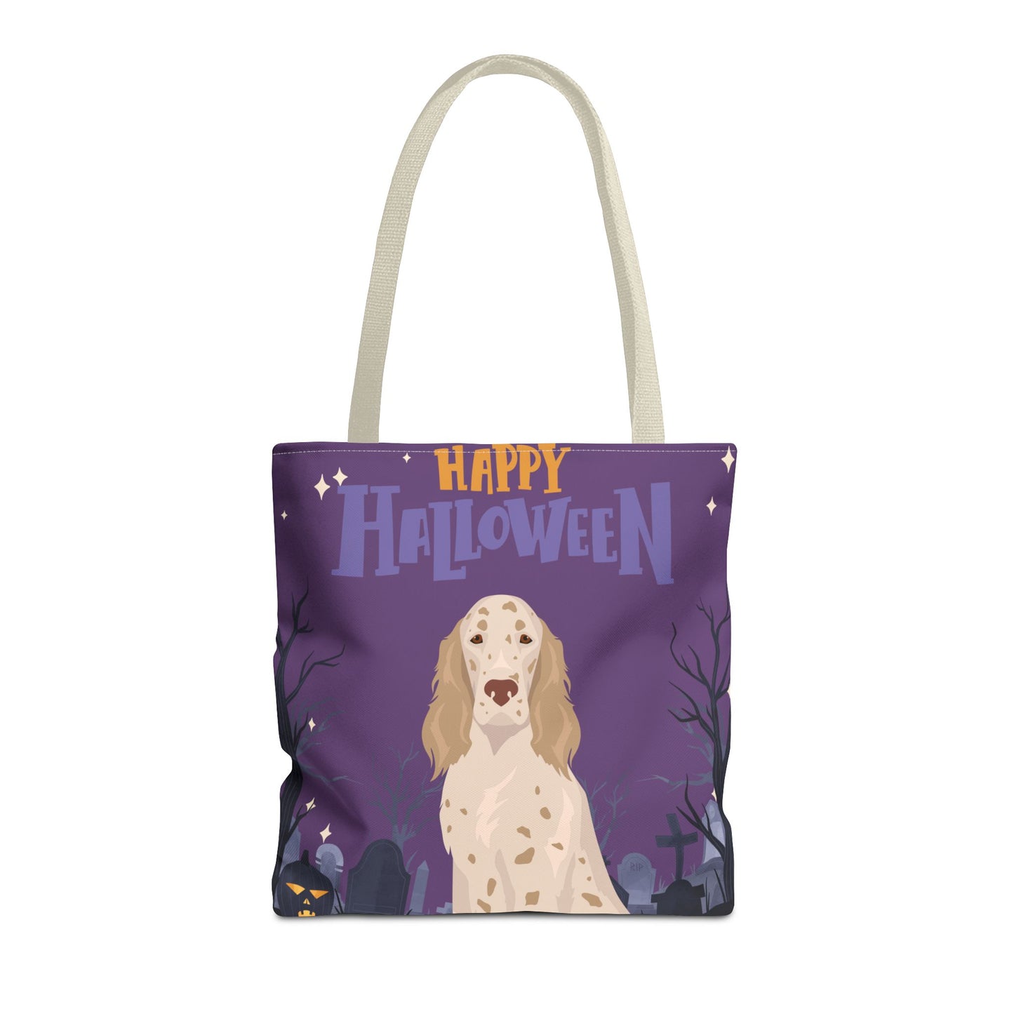 English Setter Dog Happy Halloween Tote Bag 16x16
