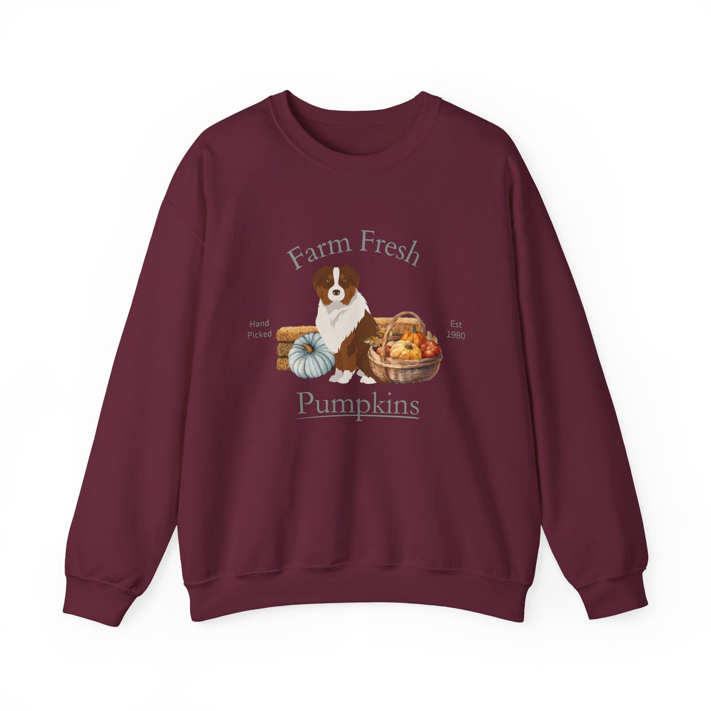 Australian Shepherd Dog Fall Farm Fresh Unisex Heavy Blend Crewneck Sweatshirt