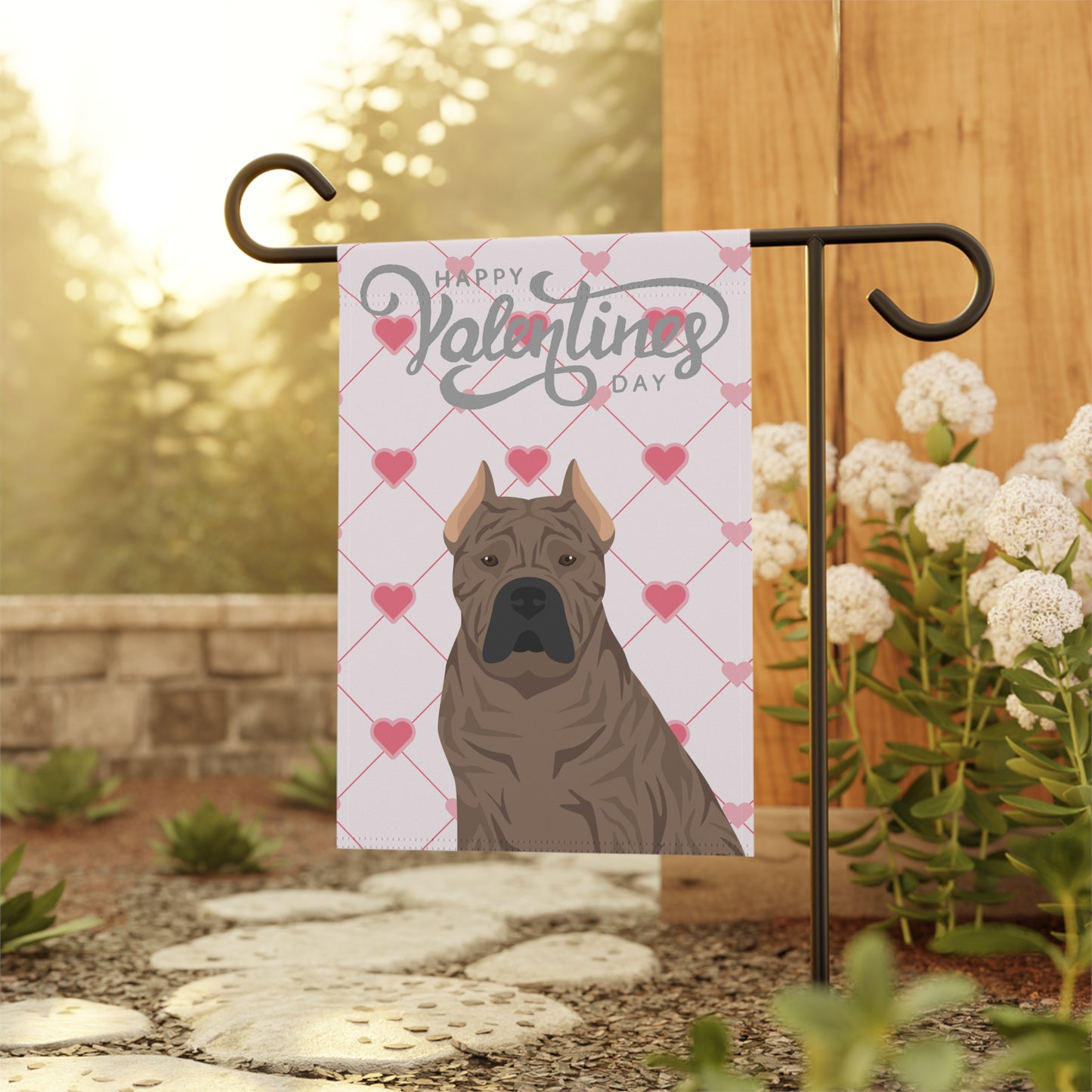 Presa Canario Dog Valentines Day Garden Flag