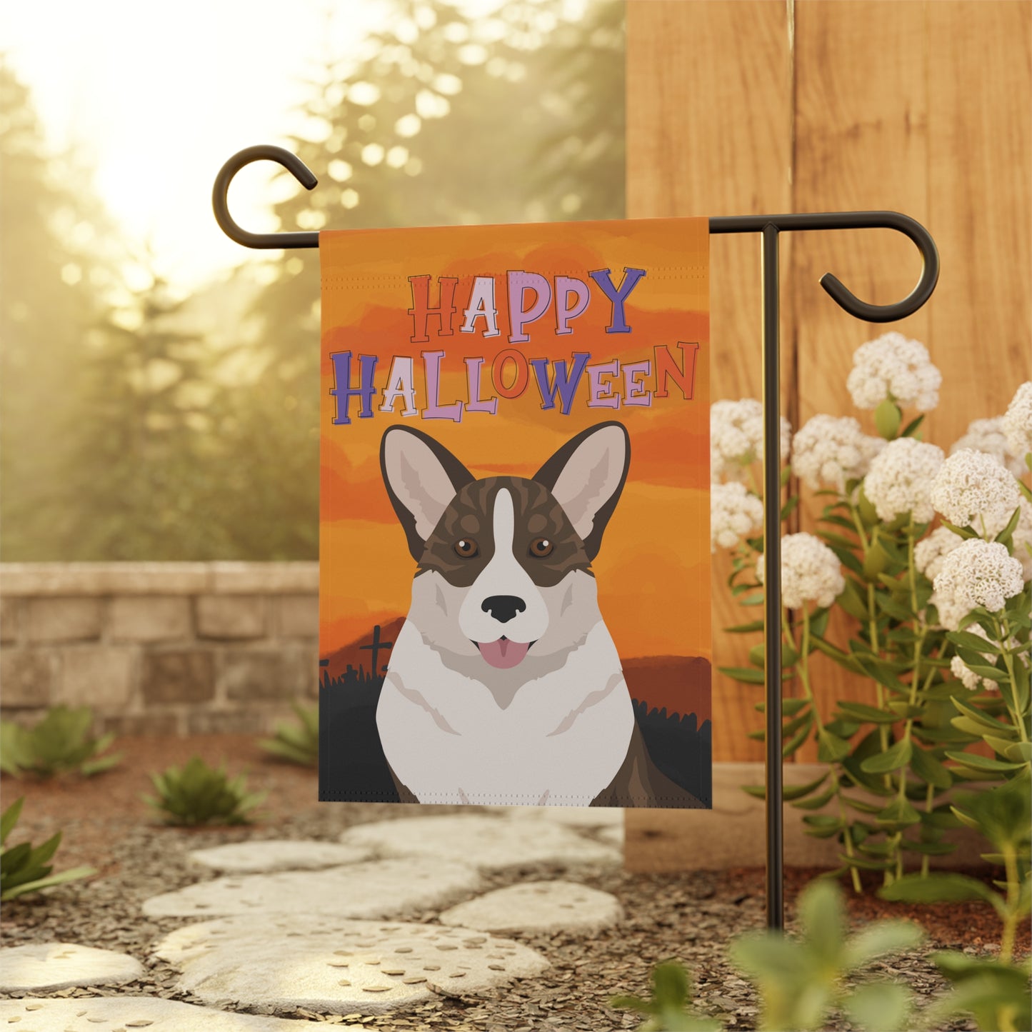 Cardigan Welsh Corgi Dog Halloween Garden Flag