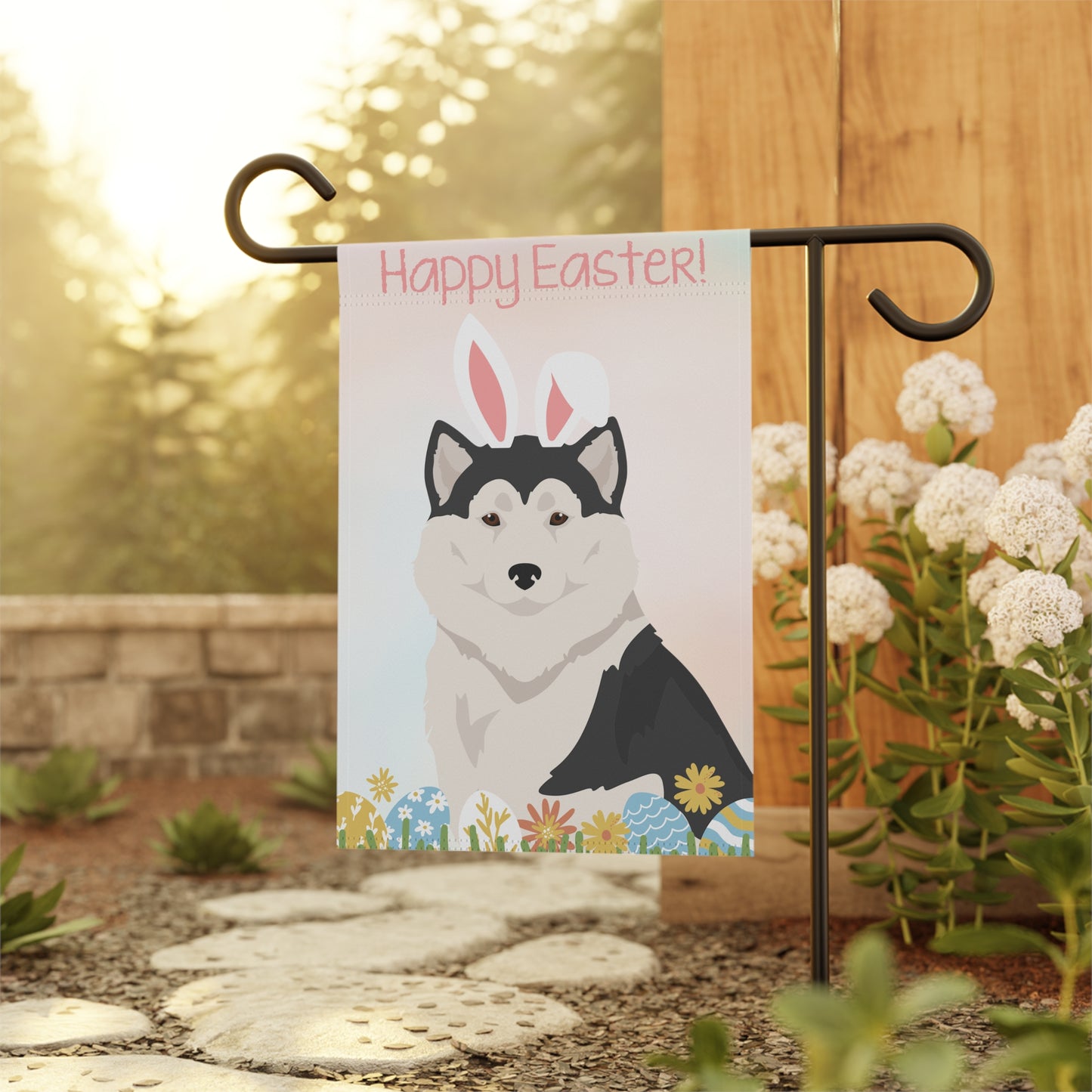 Greenland Dog Happy Easter Garden Flag