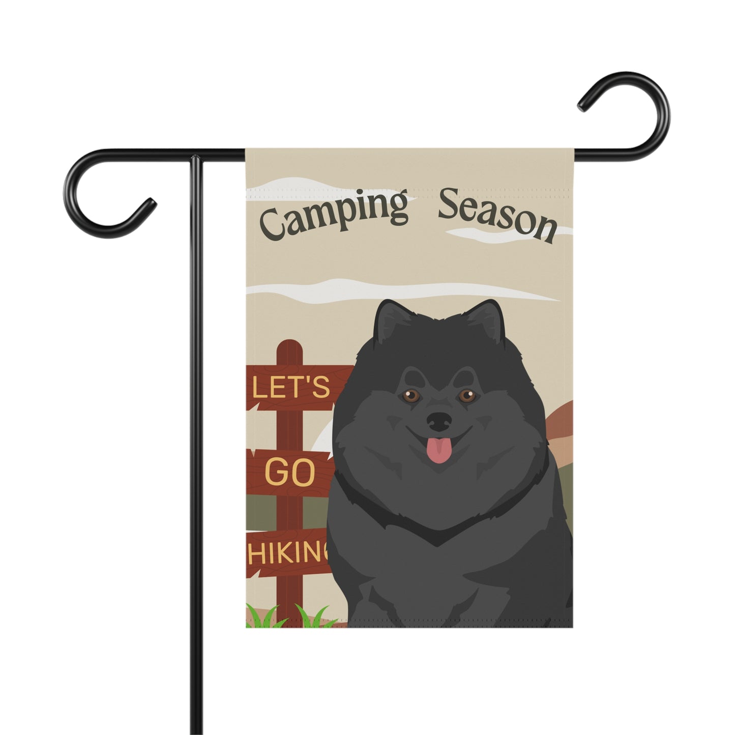 Pomeranian Dog Camping Garden Flag
