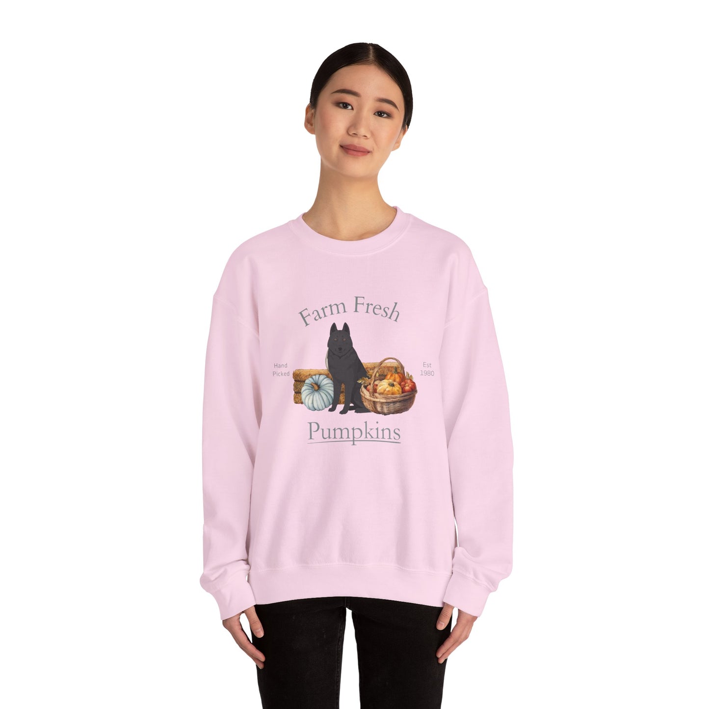 Siberian Husky Dog Fall Farm Fresh Unisex Heavy Blend Crewneck Sweatshirt