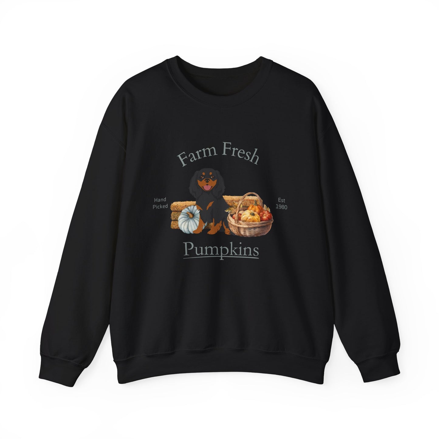 Cavalier King Charles Spaniel Dog Fall Farm Fresh Unisex Heavy Blend Crewneck Sweatshirt