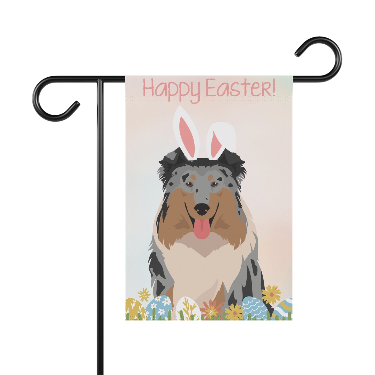 Collie Dog Happy Easter Garden Flag
