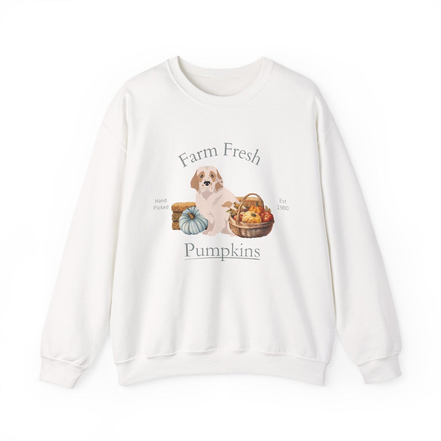 Clumber Spaniel Dog Fall Farm Fresh Unisex Heavy Blend Crewneck Sweatshirt