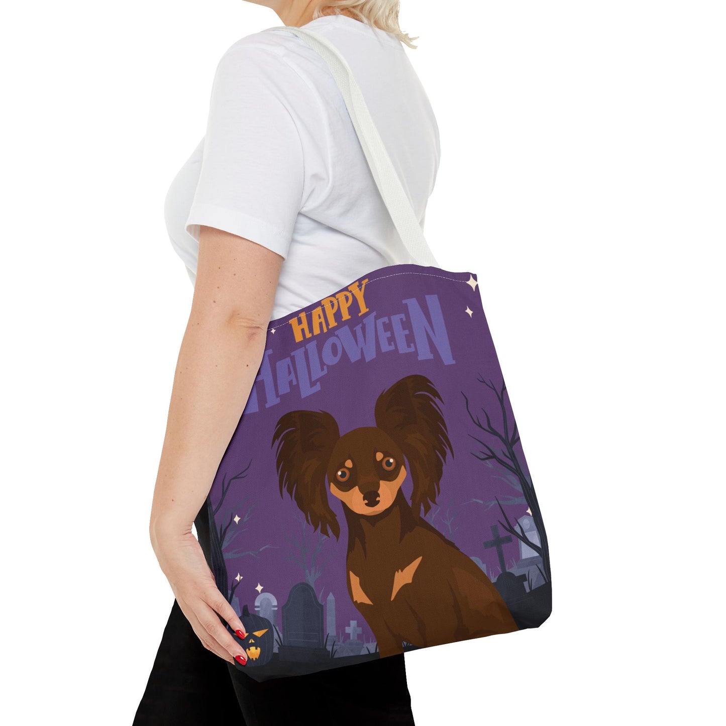 Russian Toy Terrier Dog Happy Halloween Tote Bag 16x16