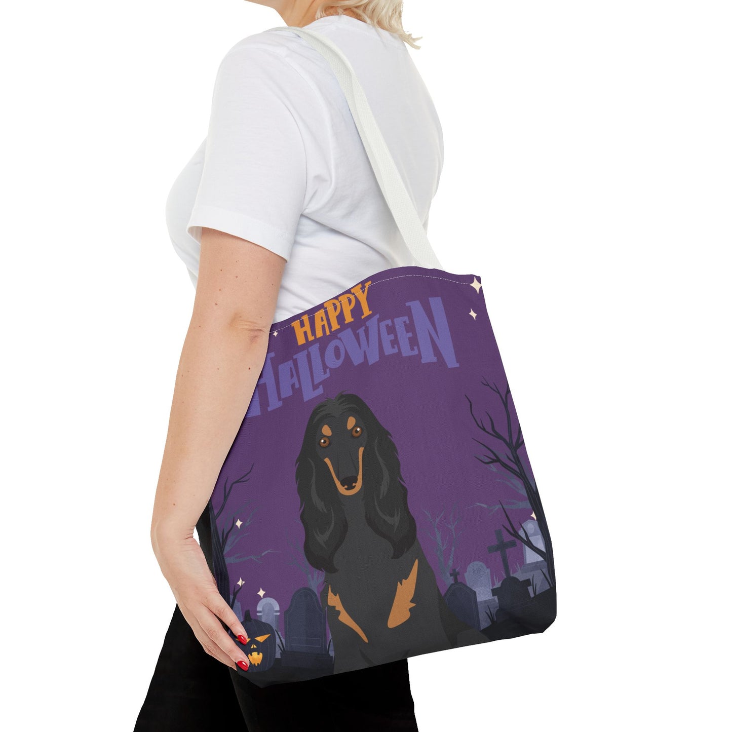 Afghan Hound Dog Happy Halloween Tote Bag 16x16