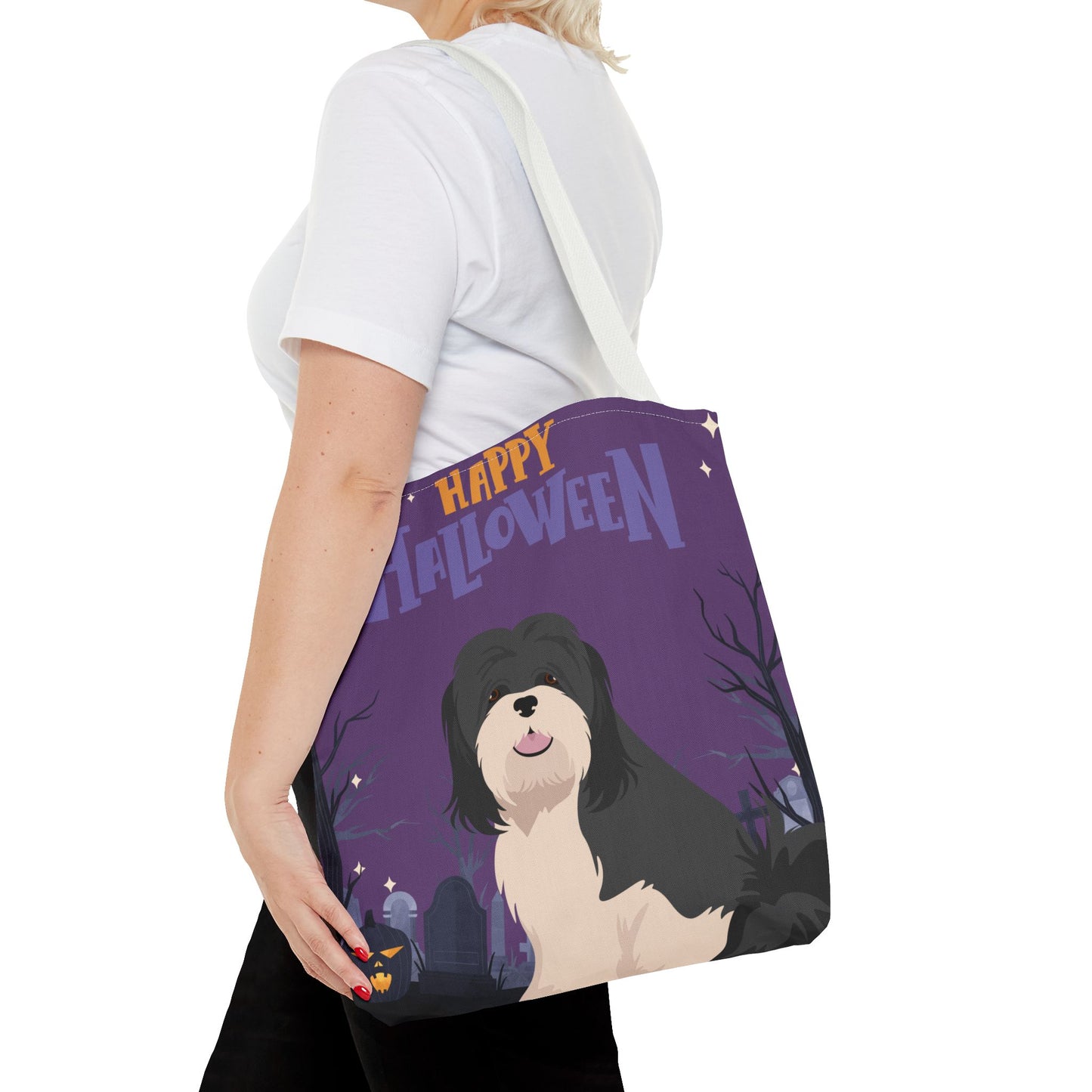 Lhasa Apso Dog Happy Halloween Tote Bag 16x16