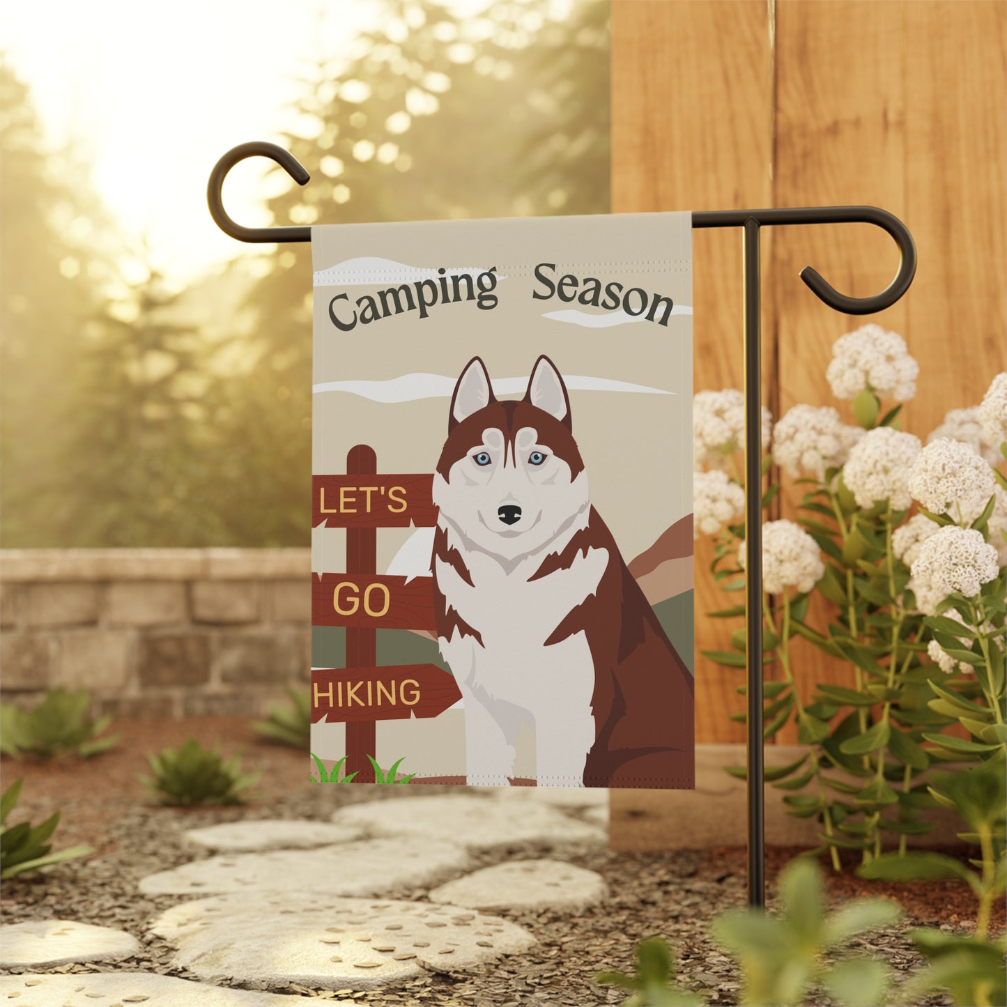 Siberian Husky Dog Camping Garden Flag