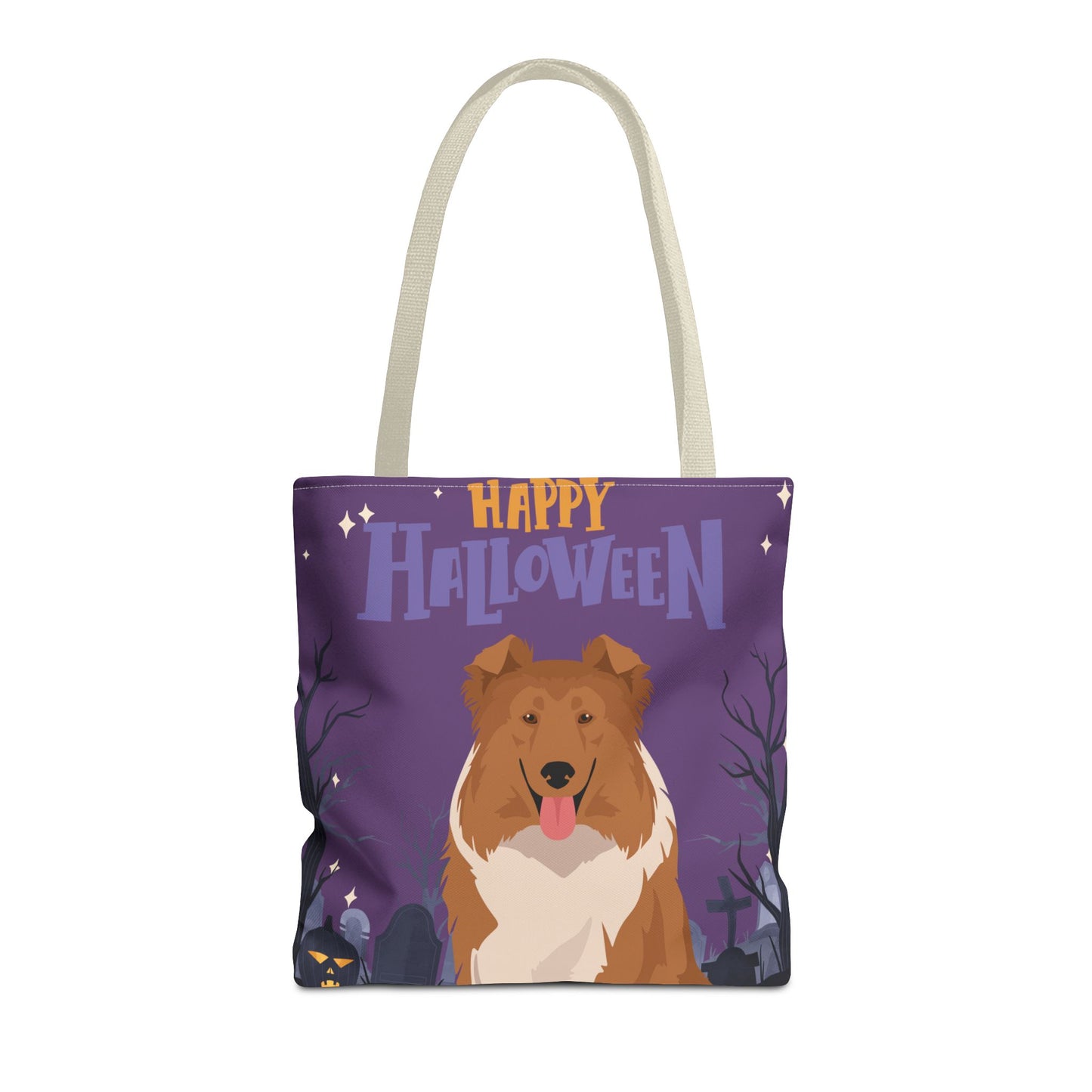 Collie Dog Happy Halloween Tote Bag 16x16