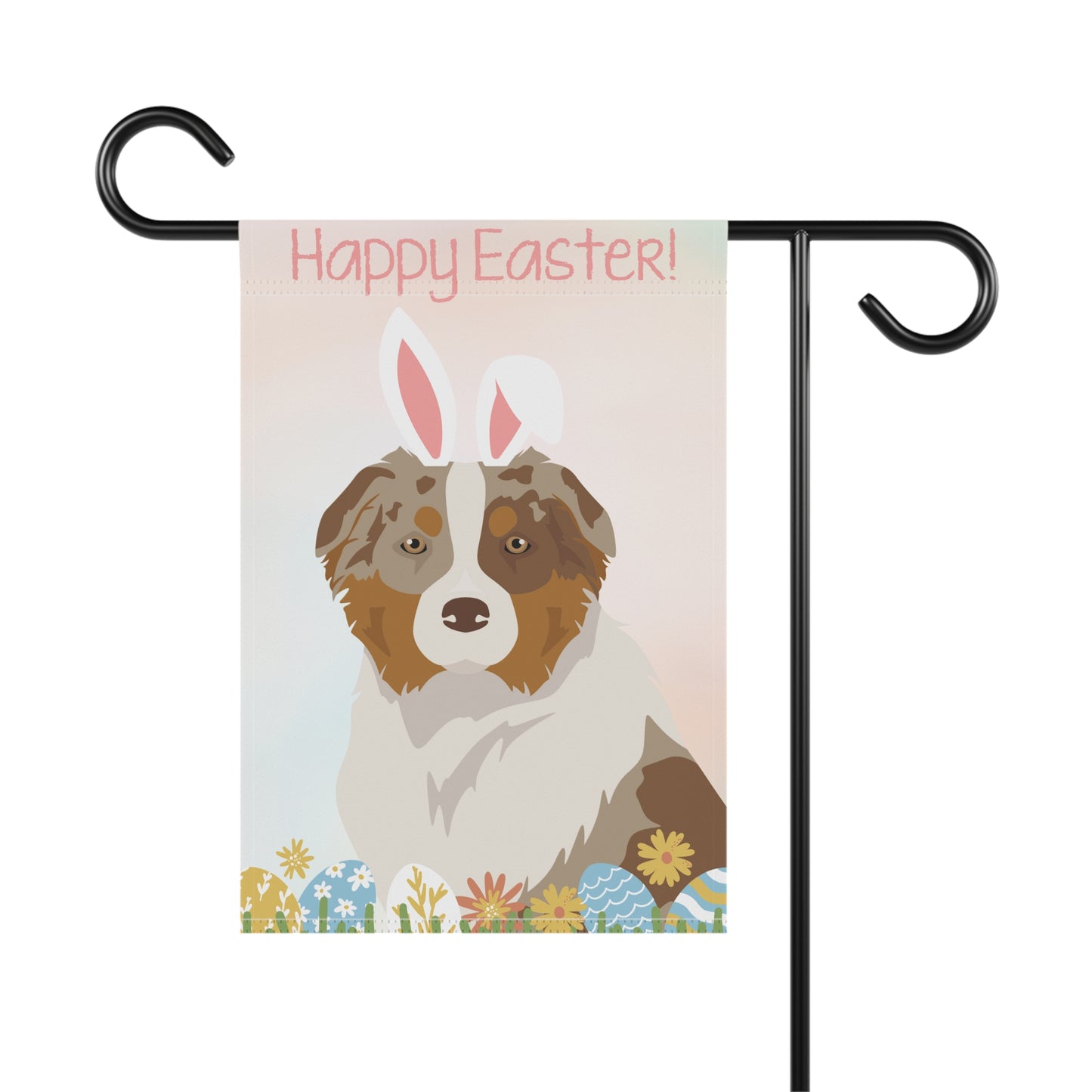 Australian Shepherd Dog Happy Easter Garden Flag