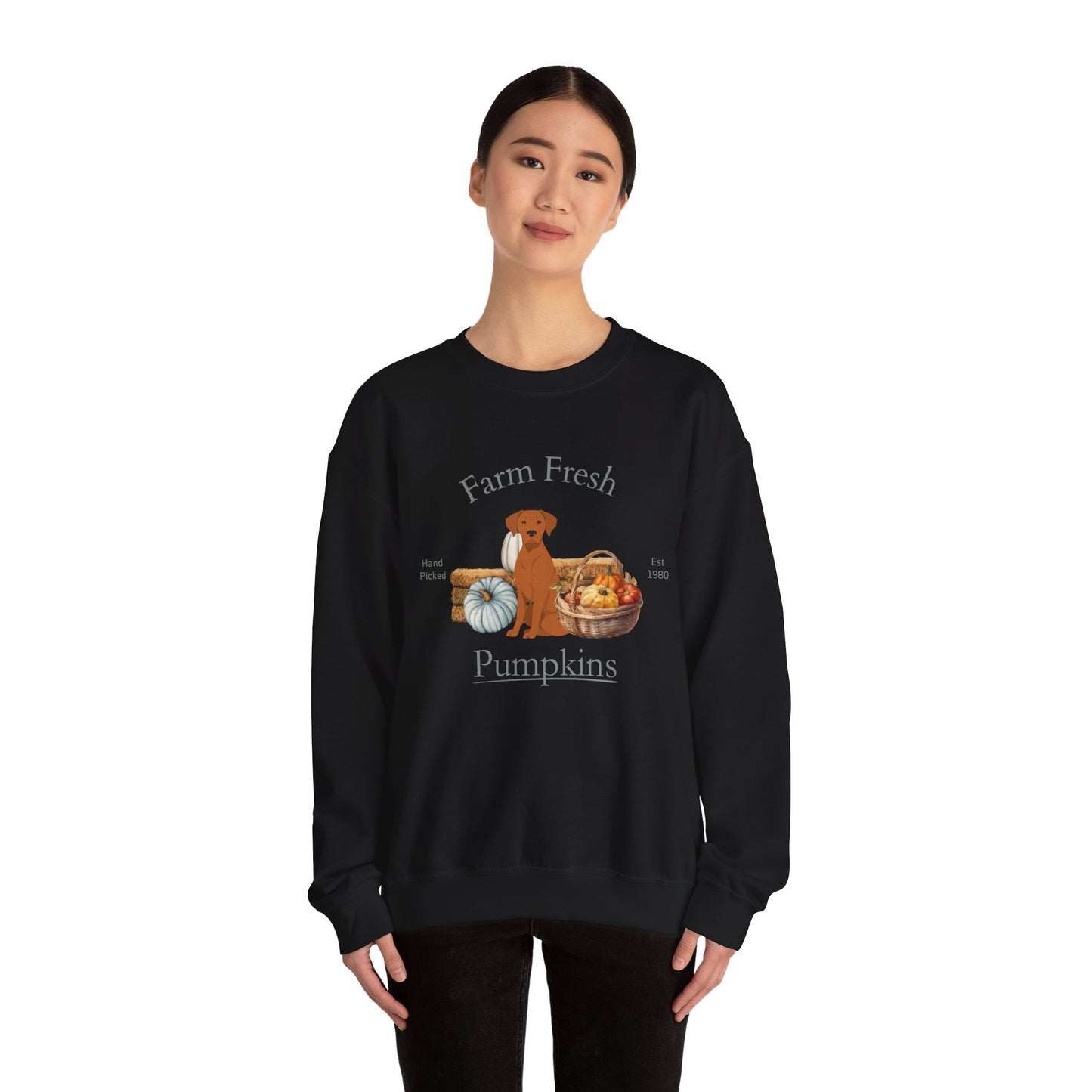 Rhodesian Ridgeback Dog Fall Farm Fresh Unisex Heavy Blend Crewneck Sweatshirt
