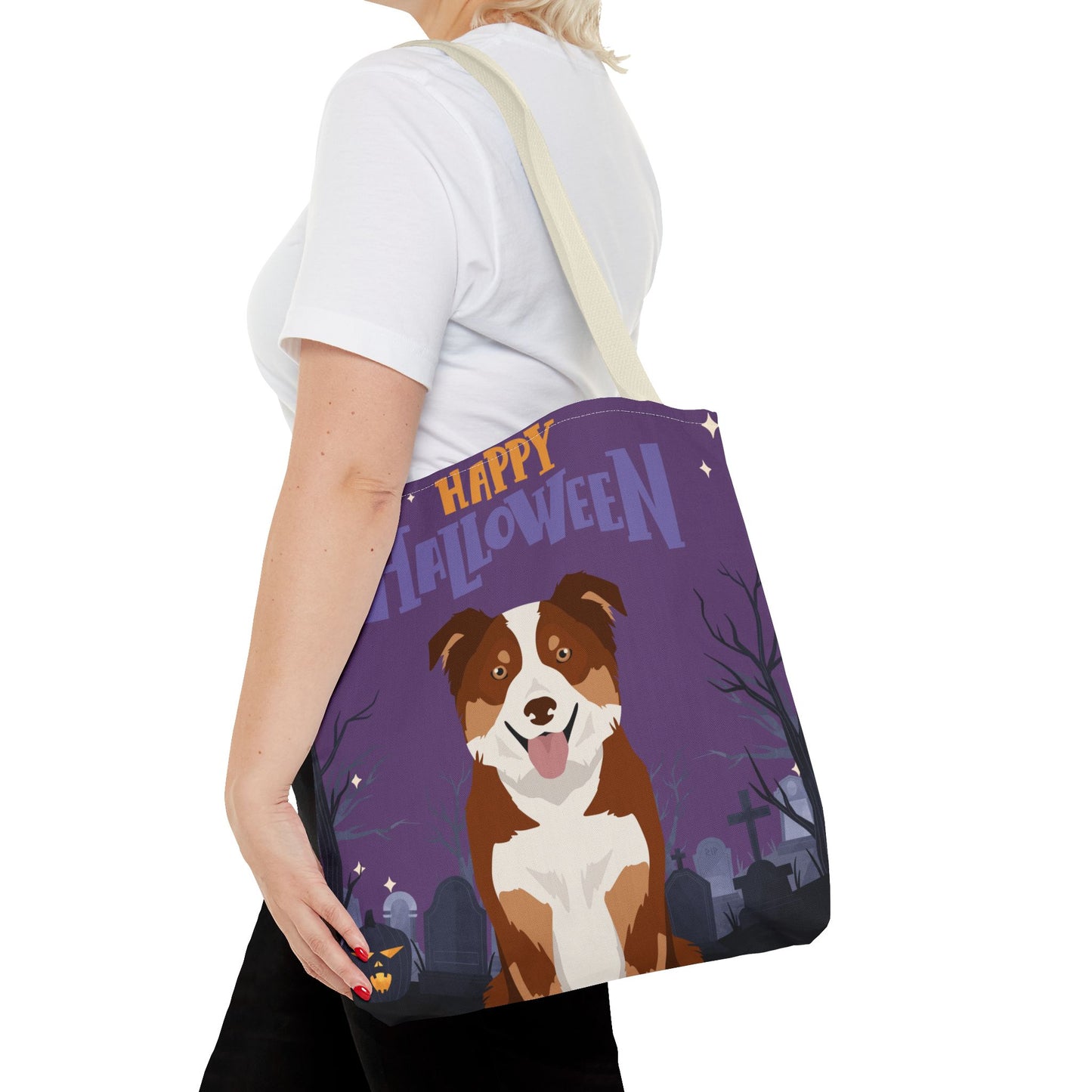 Border Collie Dog Happy Halloween Tote Bag 16x16