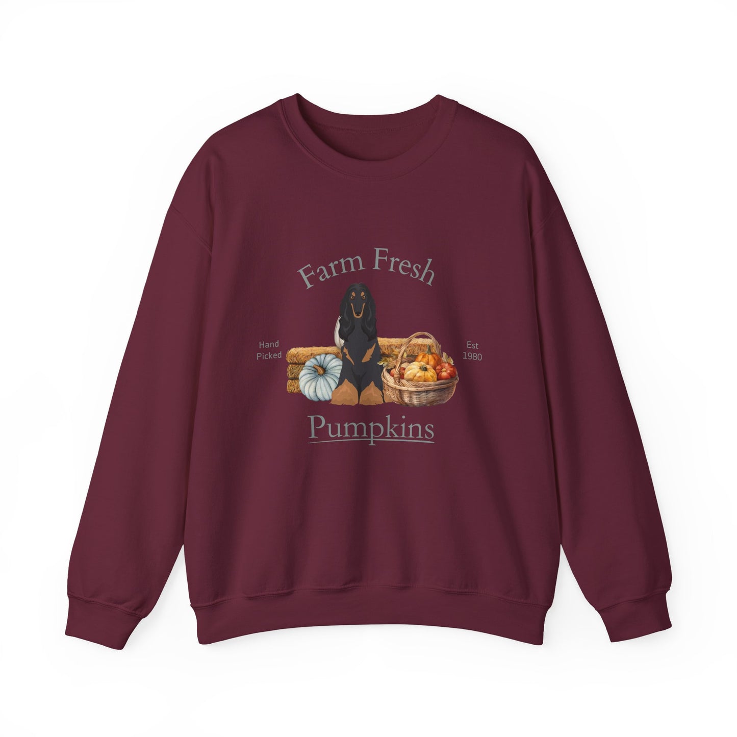Afghan Hound Dog Fall Farm Fresh Unisex Heavy Blend Crewneck Sweatshirt