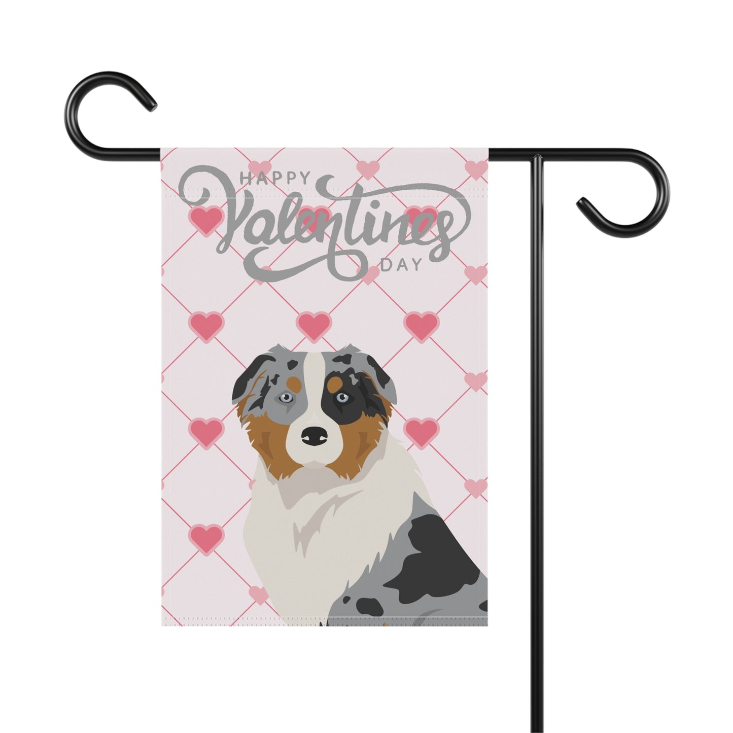 Australian Shepherd Dog Valentine's Day Garden Flag