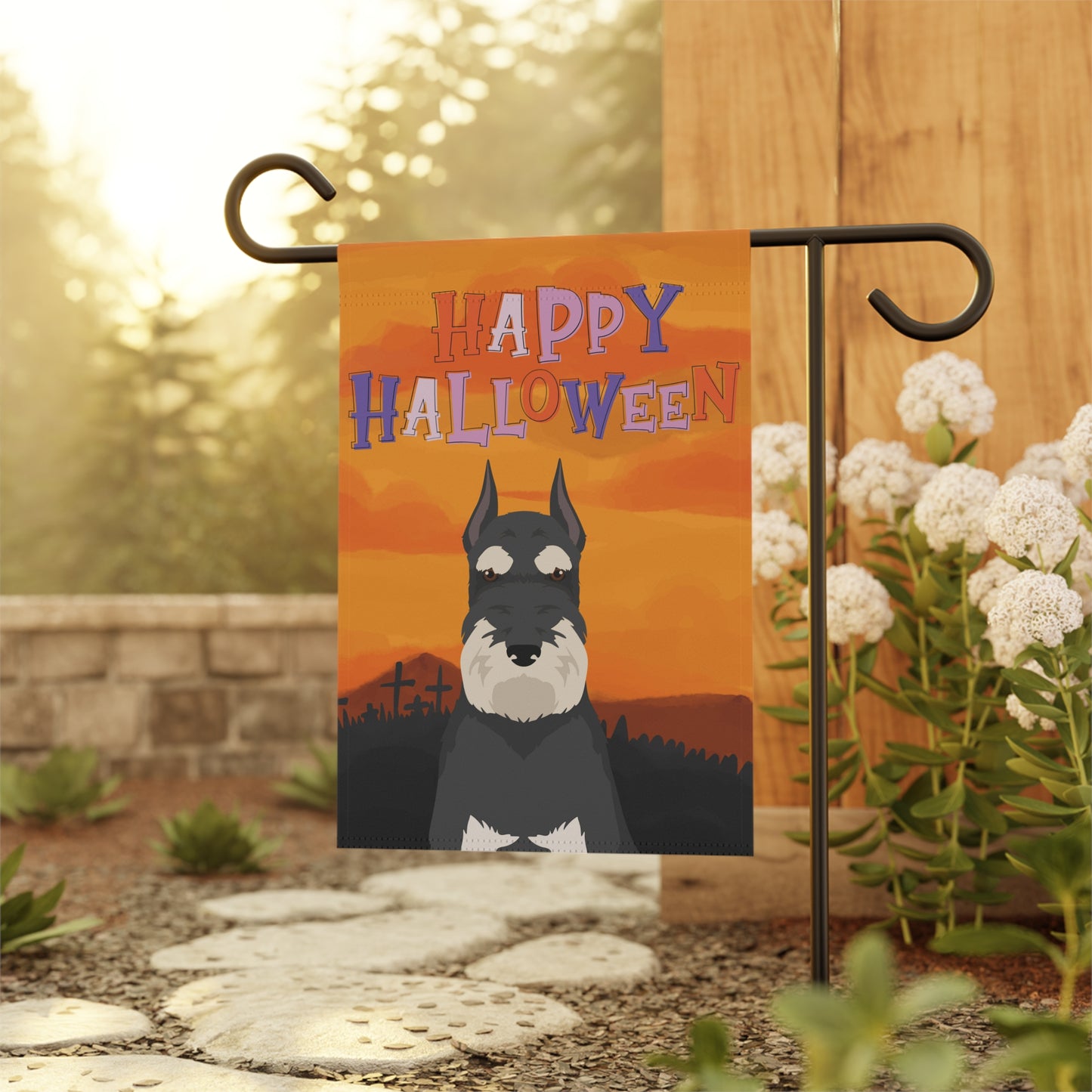 Schnauzer Dog Halloween Garden Flag