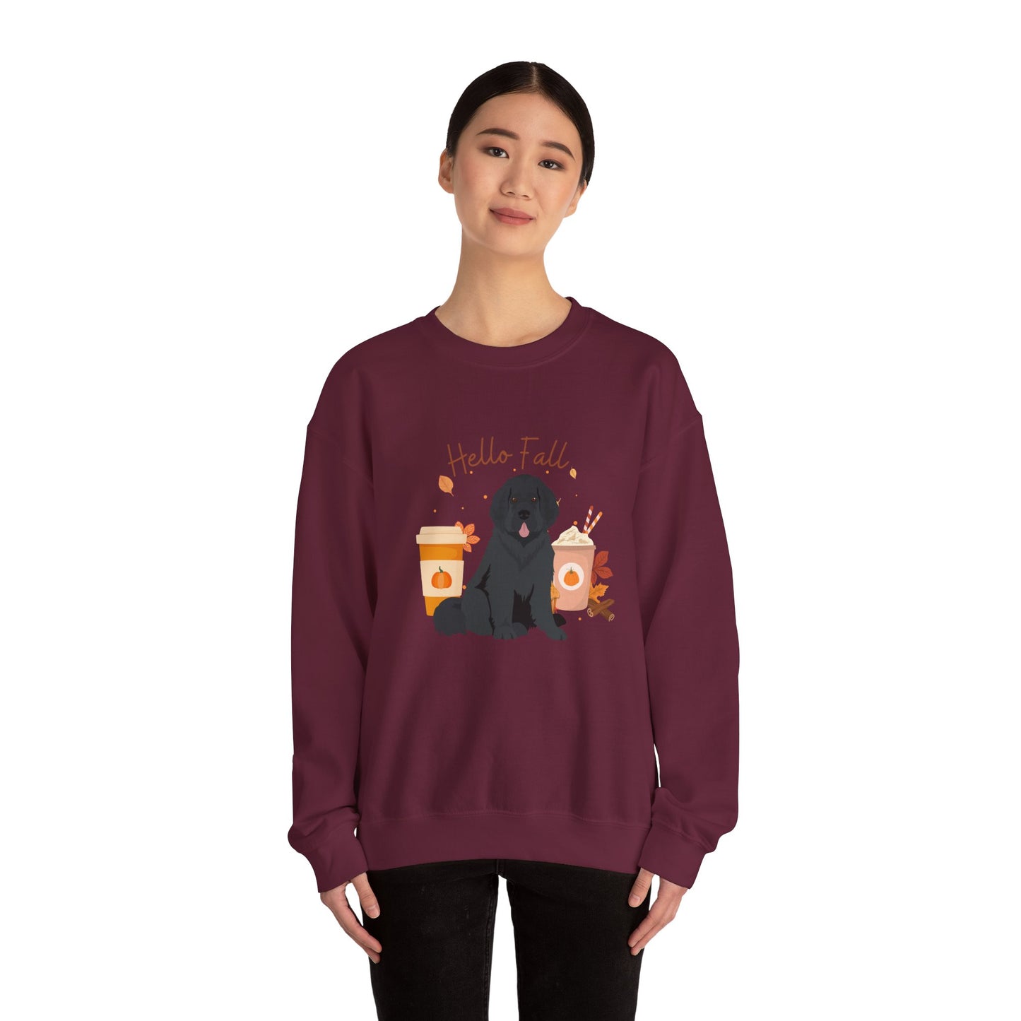 Newfoundland Dog Fall Halloween Unisex Heavy Blend Crewneck Sweatshirt
