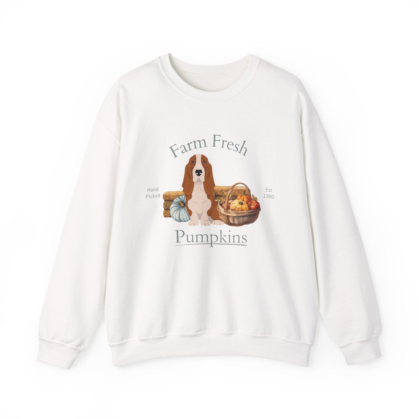 Basset Hound Dog Fall Farm Fresh Unisex Heavy Blend Crewneck Sweatshirt