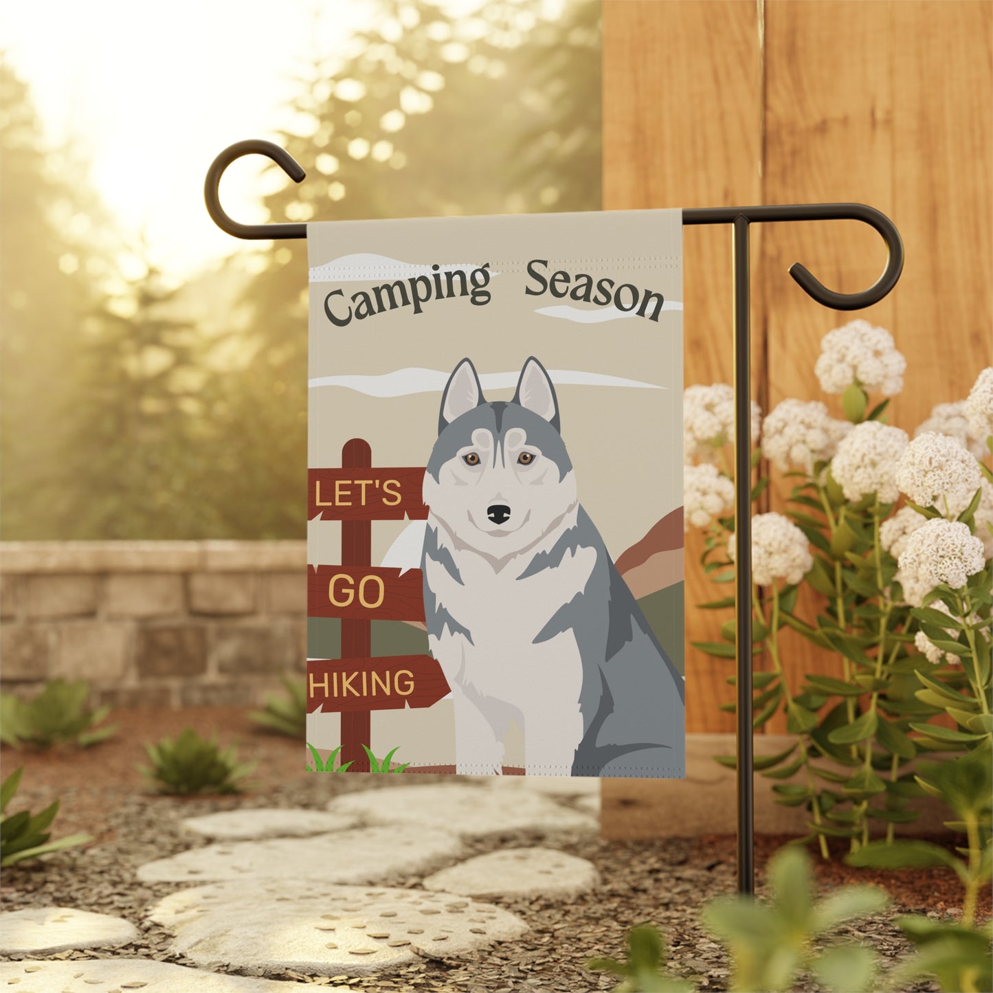 Siberian Husky Dog Camping Garden Flag