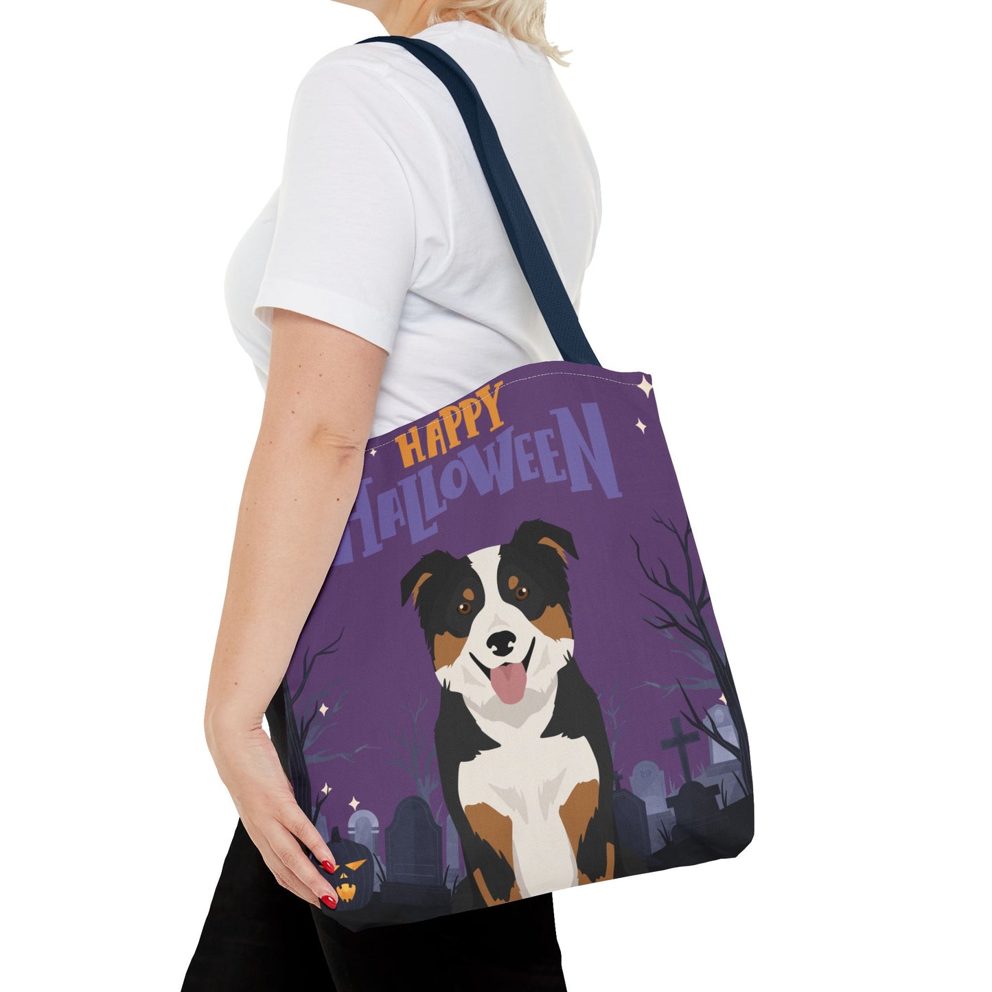 Border Collie Dog Happy Halloween Tote Bag 16x16