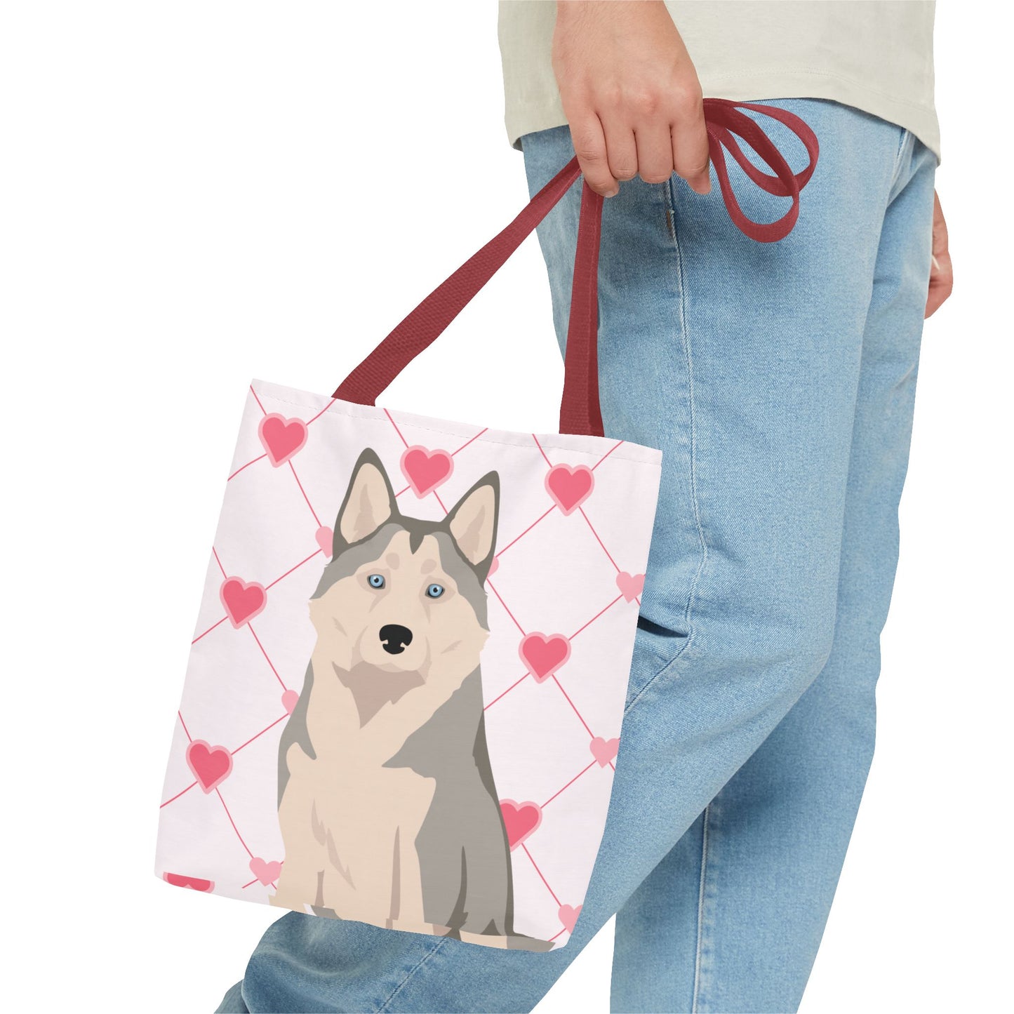 Alaskan Husky Dog Valentines Day Tote Bag, Husky Dog Mom Gift