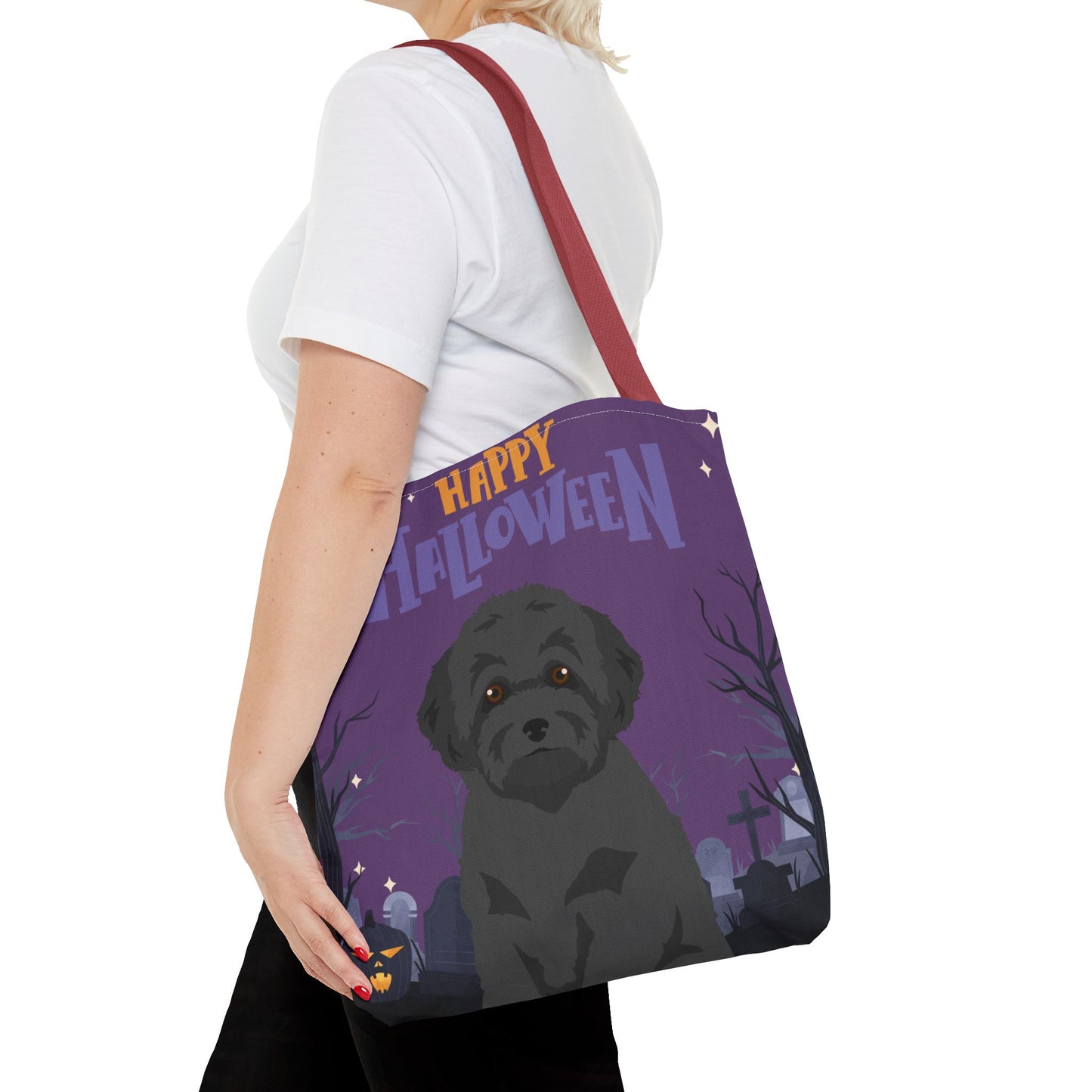 Toy Poodle Dog Happy Halloween Tote Bag 16x16