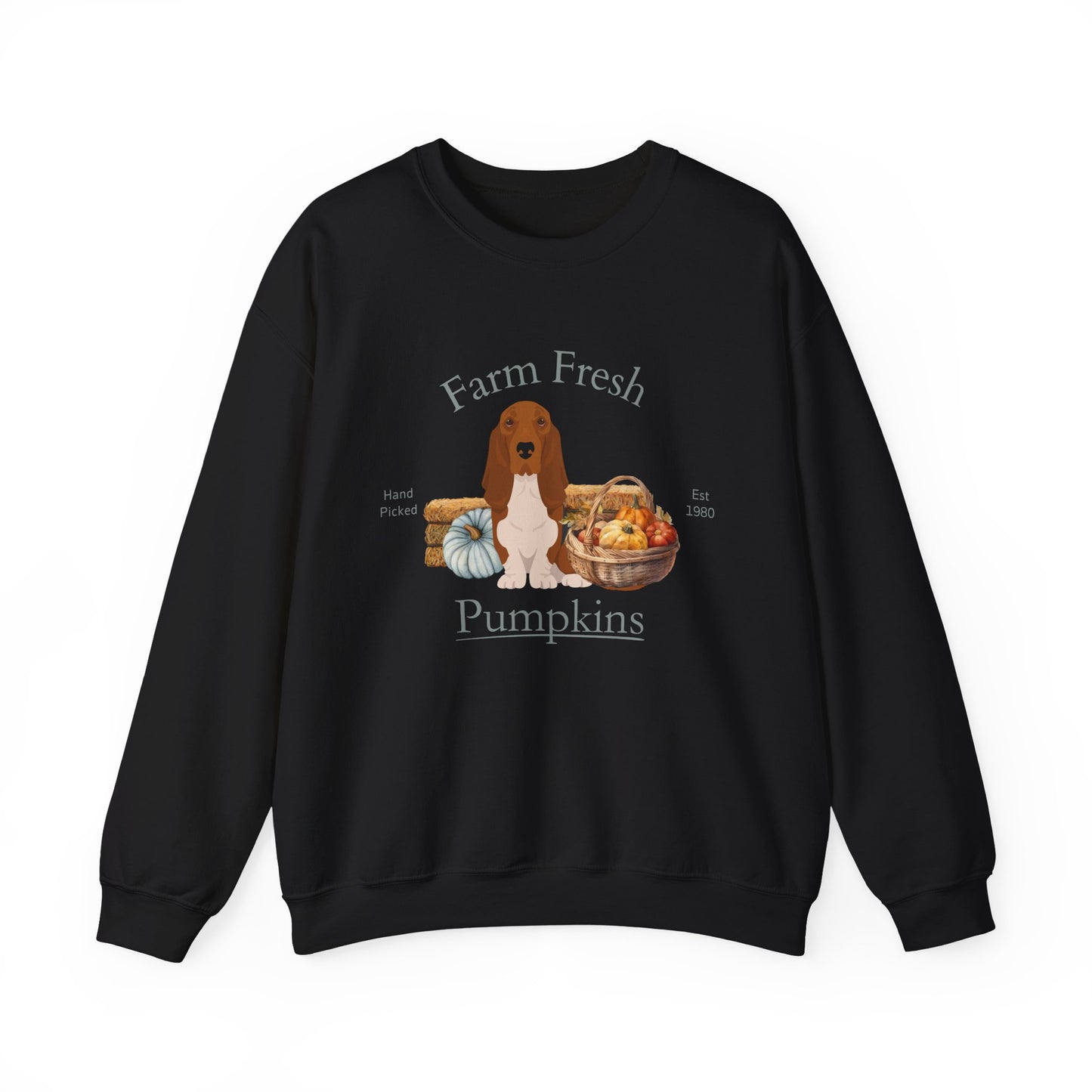 Basset Hound Dog Fall Farm Fresh Unisex Heavy Blend Crewneck Sweatshirt