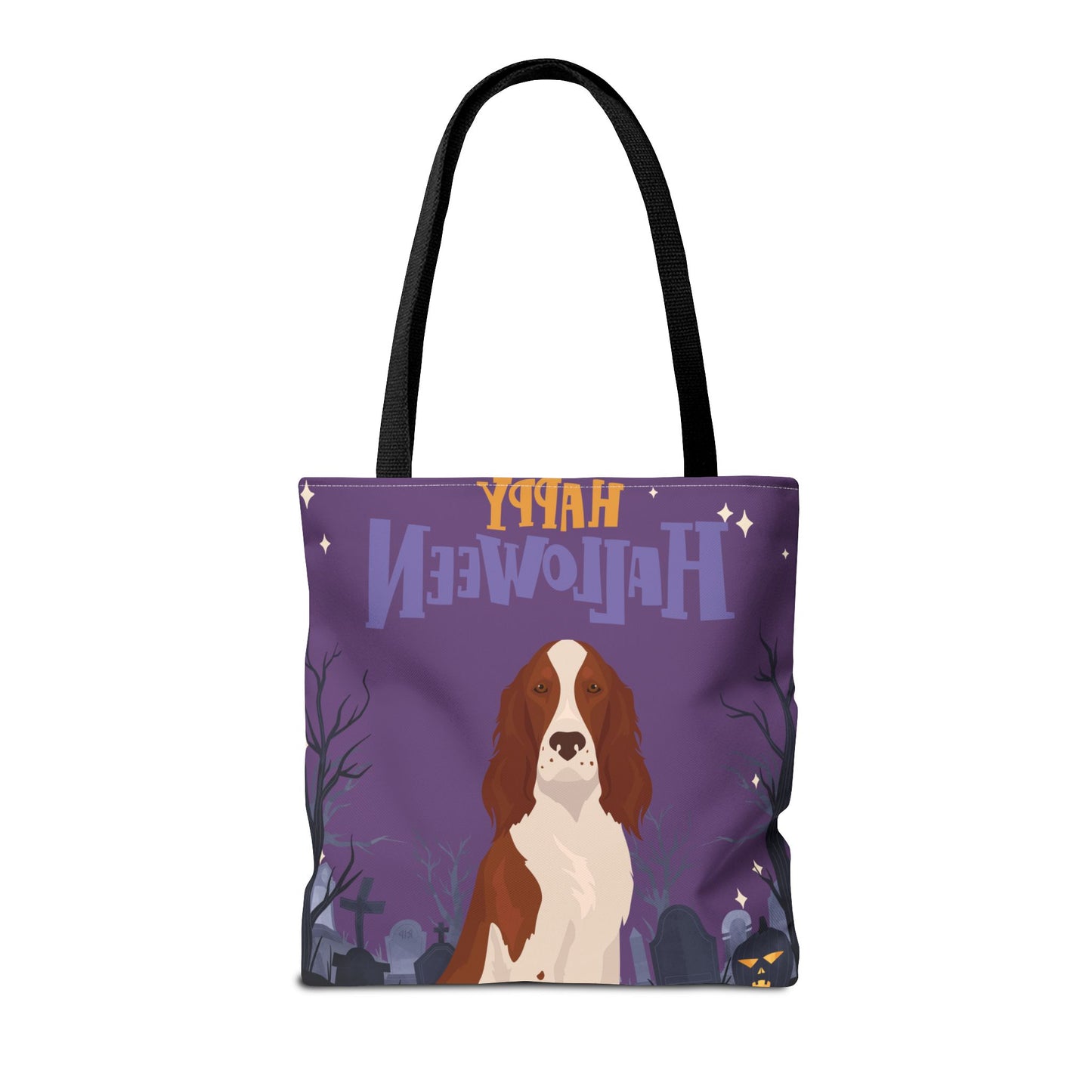 Irish Red and White Setter Dog Happy Halloween Tote Bag 16x16