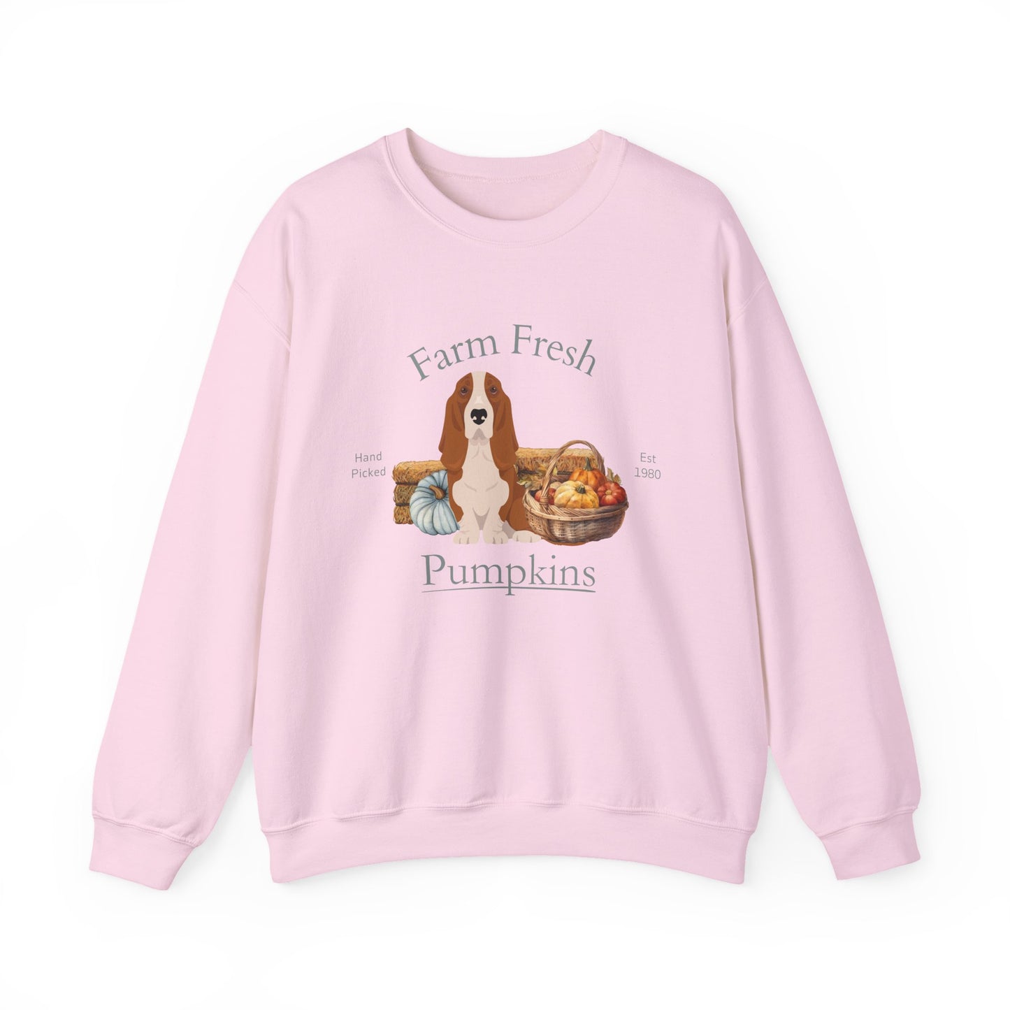 Basset Hound Dog Fall Farm Fresh Unisex Heavy Blend Crewneck Sweatshirt