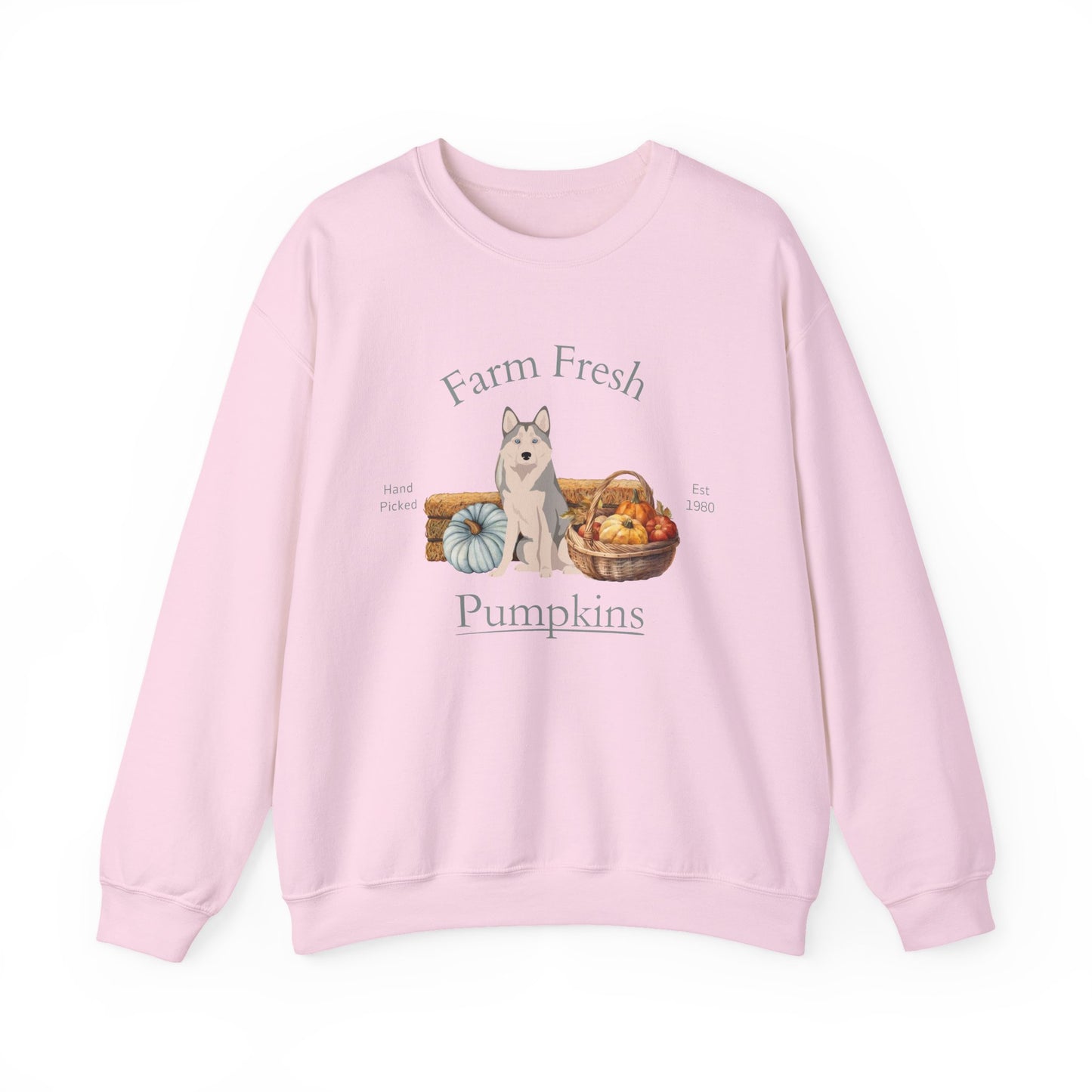 Alaskan Husky Dog Fall Farm Fresh Unisex Heavy Blend Crewneck Sweatshirt