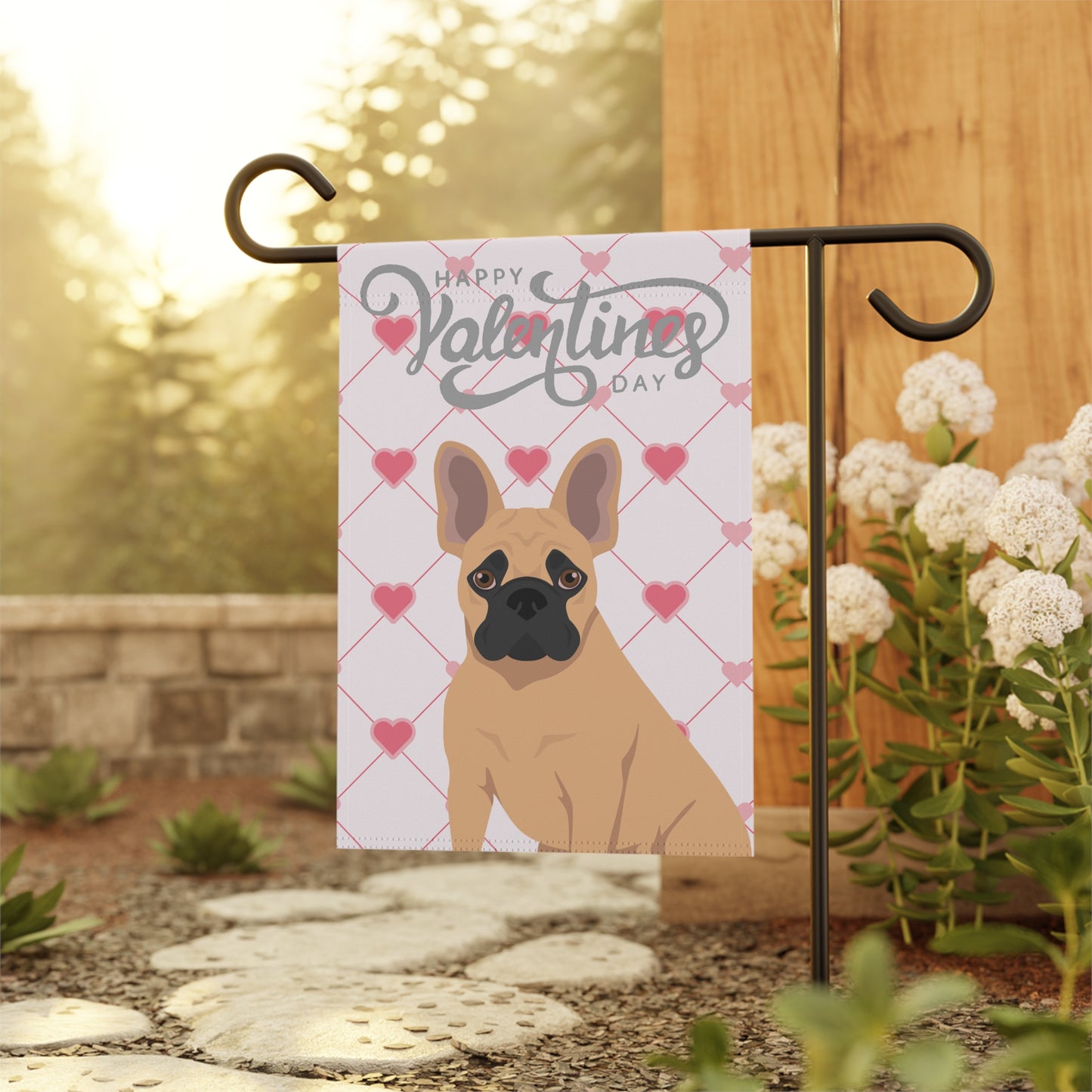 French Bulldog Dog Valentines Day Garden Flag