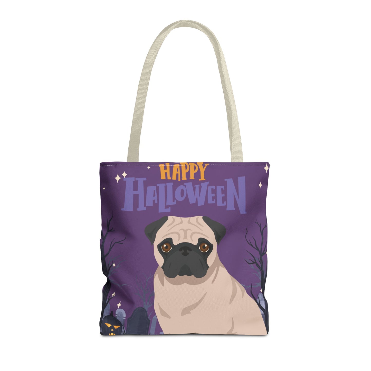 Pug Dog Happy Halloween Tote Bag 16x16