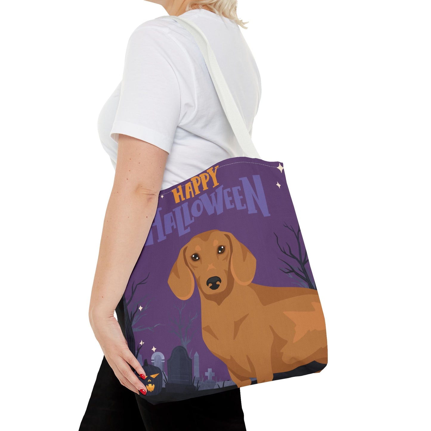 Dachshund Dog Happy Halloween Tote Bag 16x16