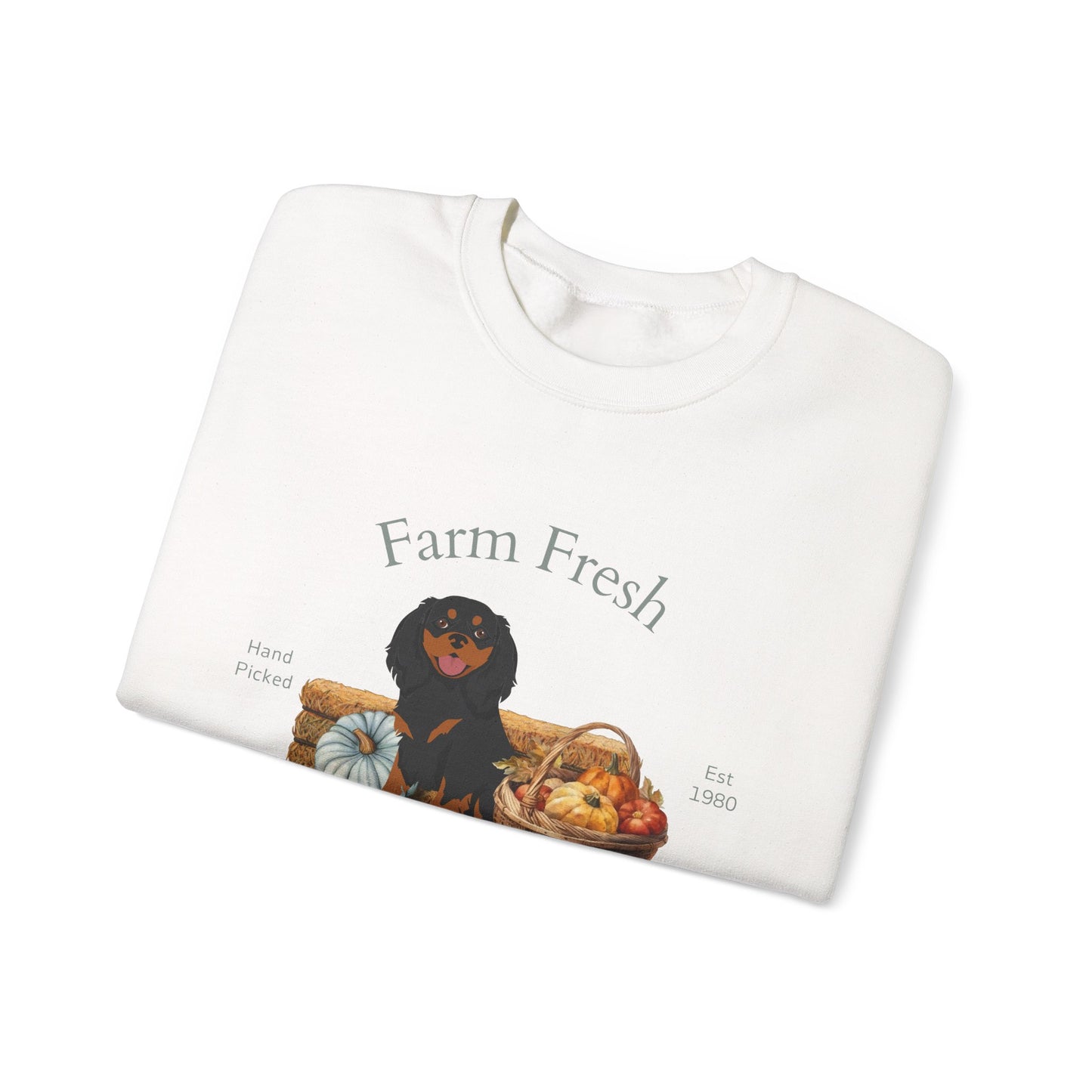 Cavalier King Charles Spaniel Dog Fall Farm Fresh Unisex Heavy Blend Crewneck Sweatshirt