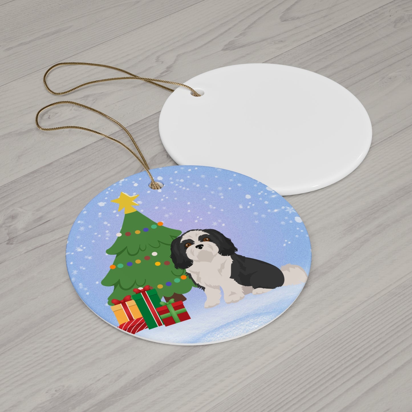 Shih Tzu Dog Christmas Ceramic Ornament