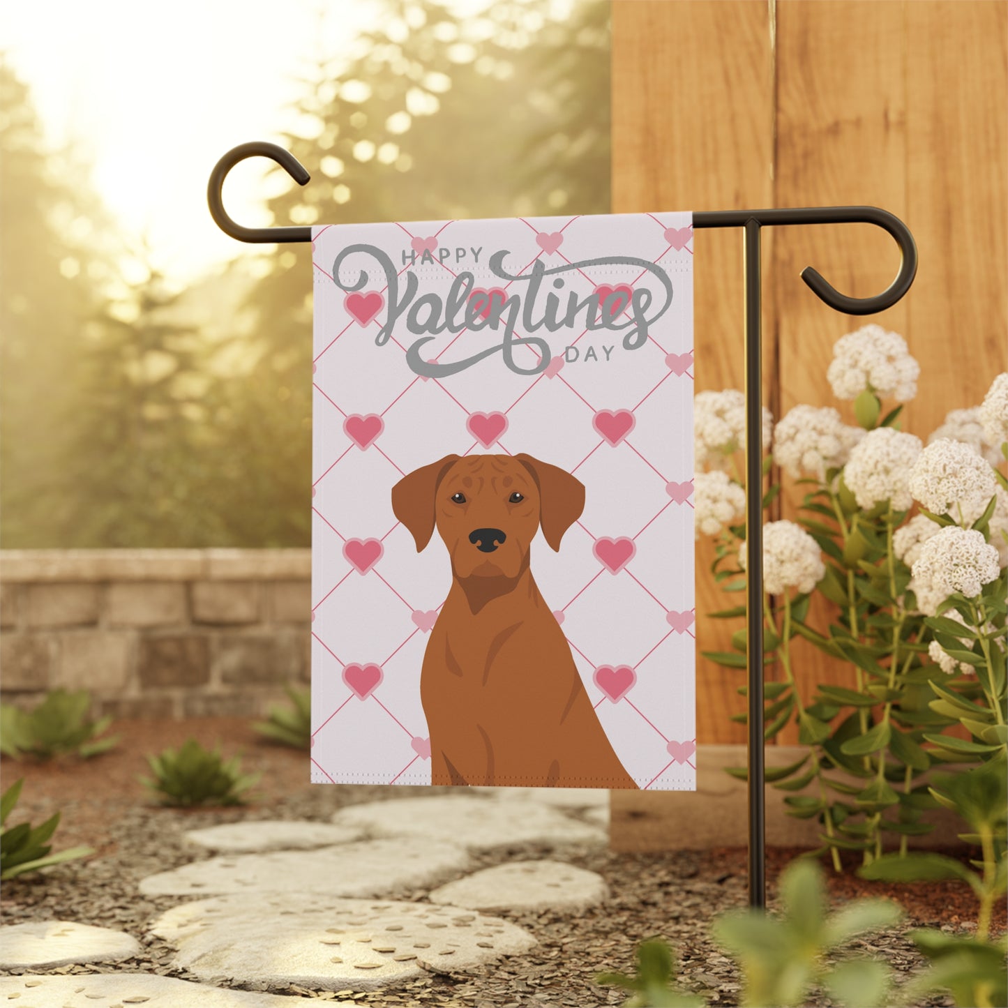 Rhodesian Ridgeback Dog Valentines Day Garden Flag