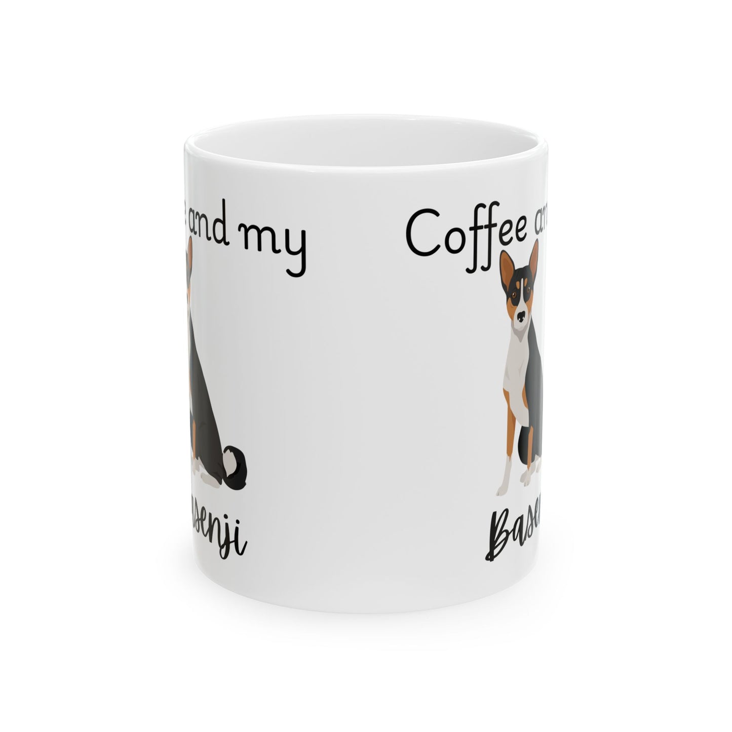 Coffee and My Basenji Ceramic Mug | Dog Lover Gift, Pet Owner Cup, Cute Mug for Dog Moms, Funny Mug for Coffee Lovers